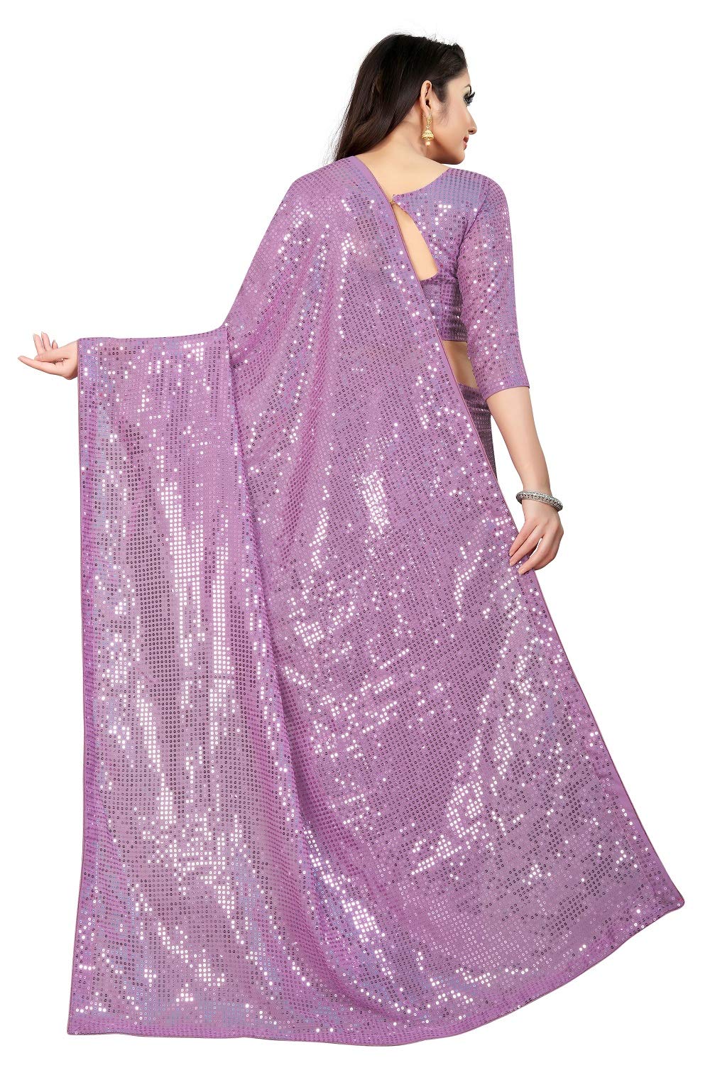 kfgroup Women's Woven Pure Georgette Saree - Elegant Ethnic Wedding Sari with Blouse Piece (Wine, Free Size) for Bridal, Party & Festive Occasions