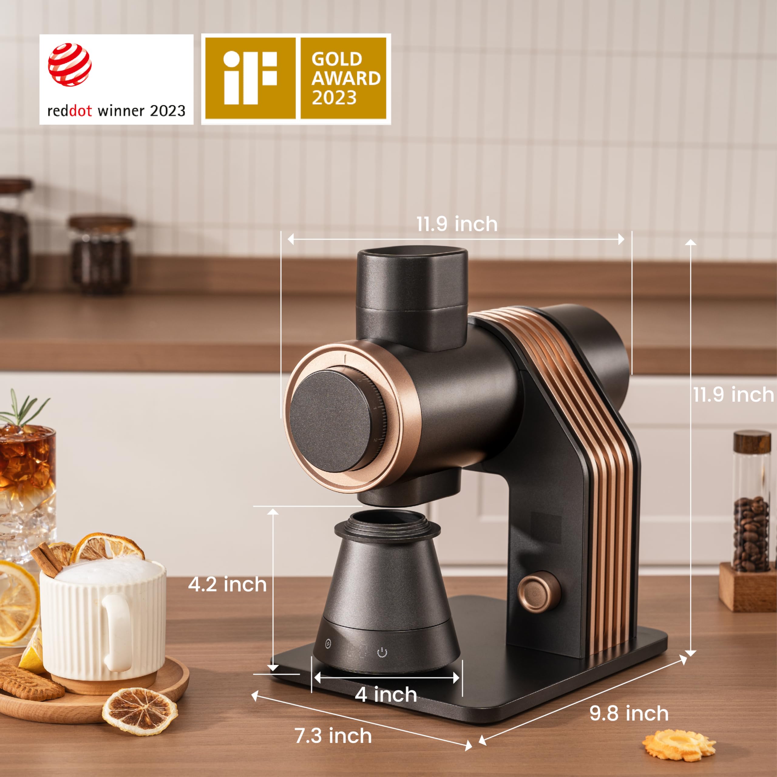 Gevi VelPro 400 Single Dose Coffee Grinder - 64mm Titanium Flat Burr, Variable Speed & Stepless Adjustment for Espresso, Drip, French Press & Cold Brew - Black Gold - Perfect for Home Baristas & Coffee Enthusiasts
