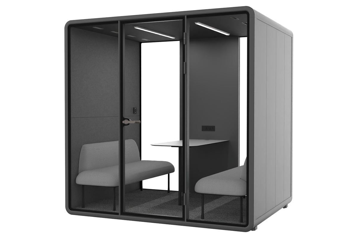 Nest 4 Person Meeting Booth with Echo Panel - Soundproof Office Pod for Team Collaboration & Private Calls