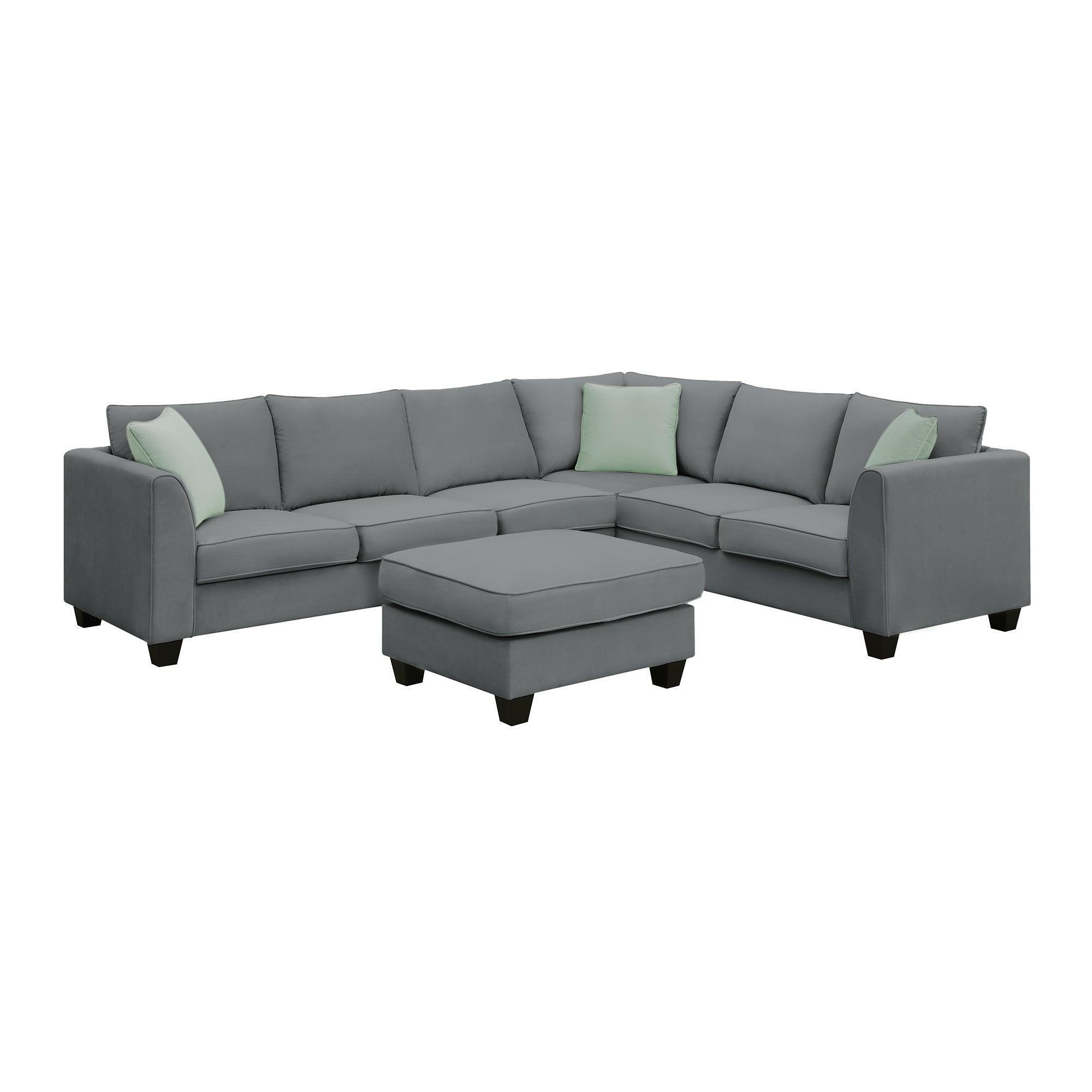 112x87 Inch Modular L-Shaped Sectional Sofa Set with Ottoman & 3 Pillows - 7-Seater Fabric Corner Couch for Living Room | Perfect for Family Gatherings & Movie Nights