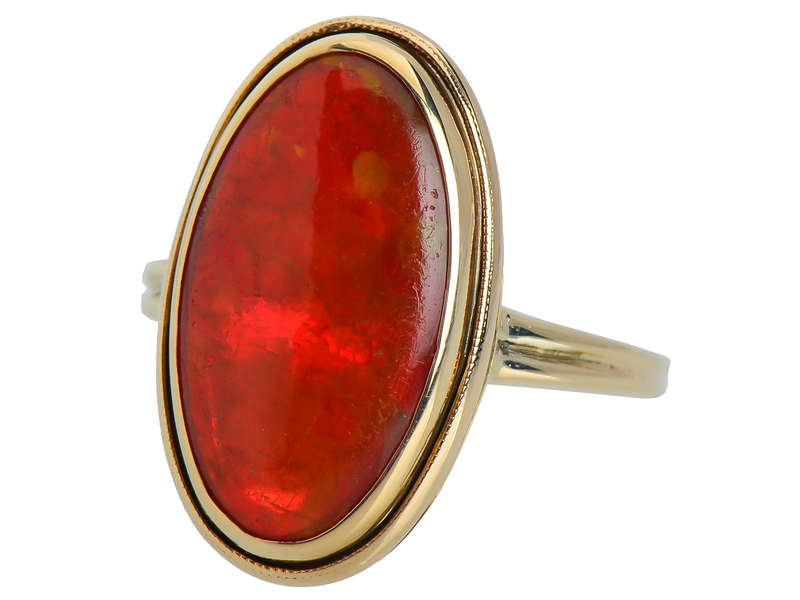 Vintage Mexican Fire Opal Ring - 925 Sterling Silver Handmade Jewelry for Women - Perfect for Weddings, Anniversaries & Special Occasions