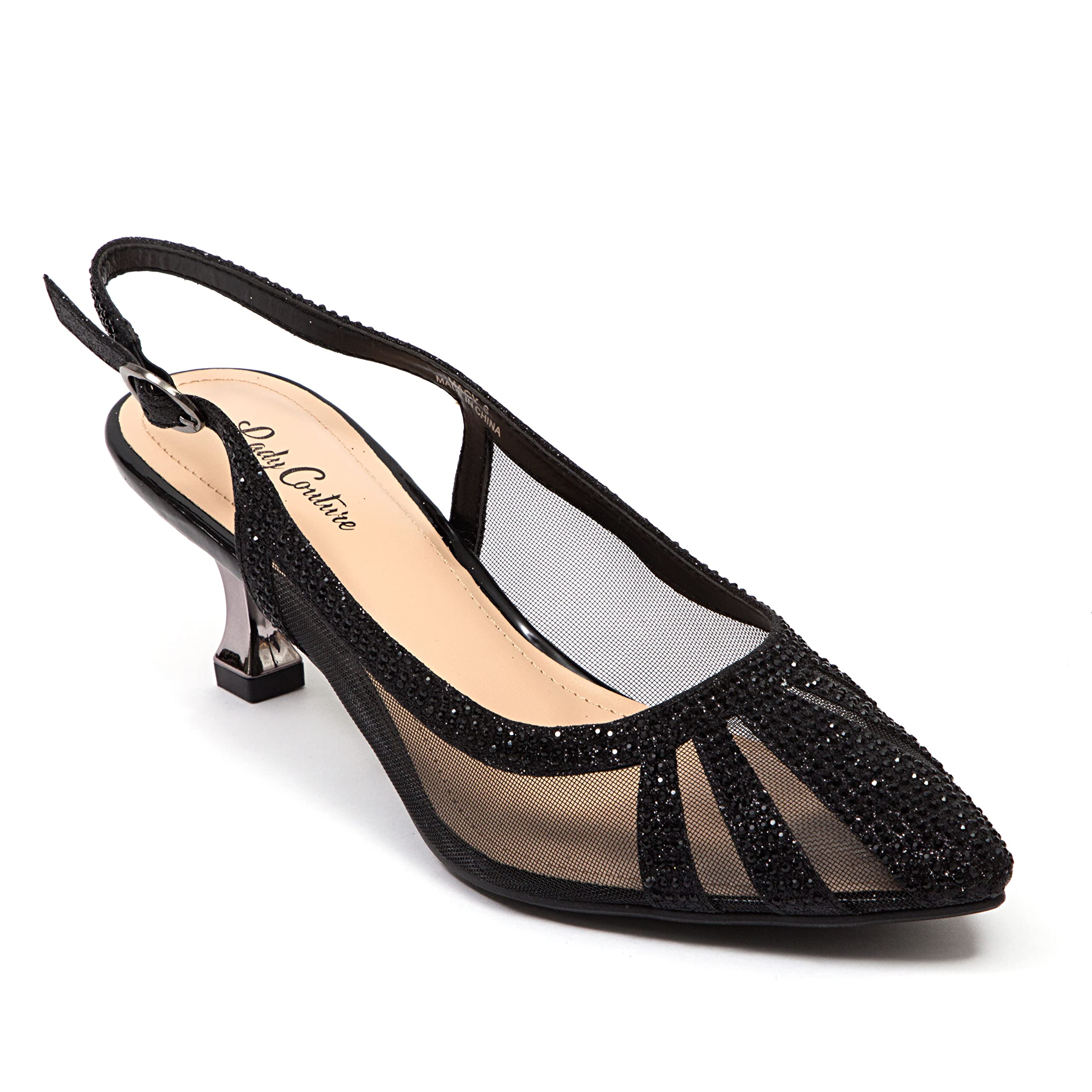 Ninety Union Macy Rhinestone Trimmed Sling Back Heels - Elegant Women's Dress Shoes for Parties, Weddings & Special Occasions