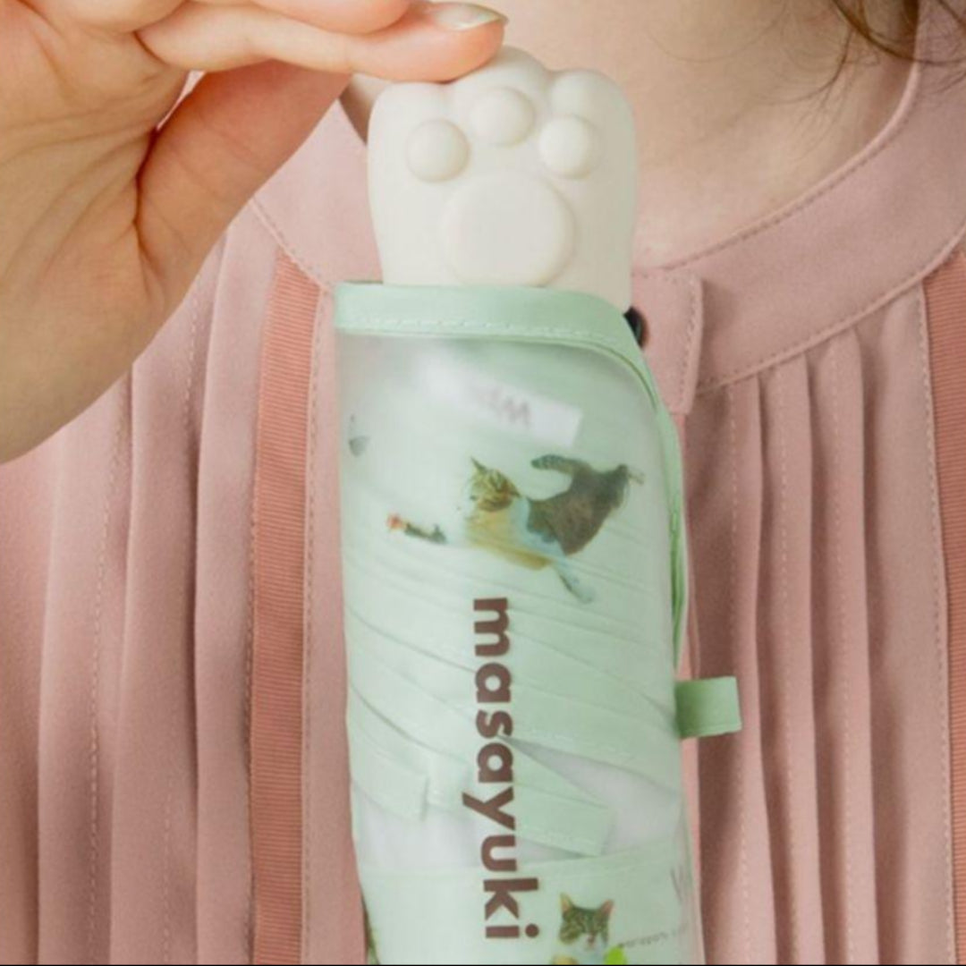 WPC x Masayuki OKI Mini Plastic Umbrella with Paw Design - 49cm Compact & Lightweight (WPC 69 PT OM005) - Perfect for Pet Lovers, Rainy Days & Outdoor Activities