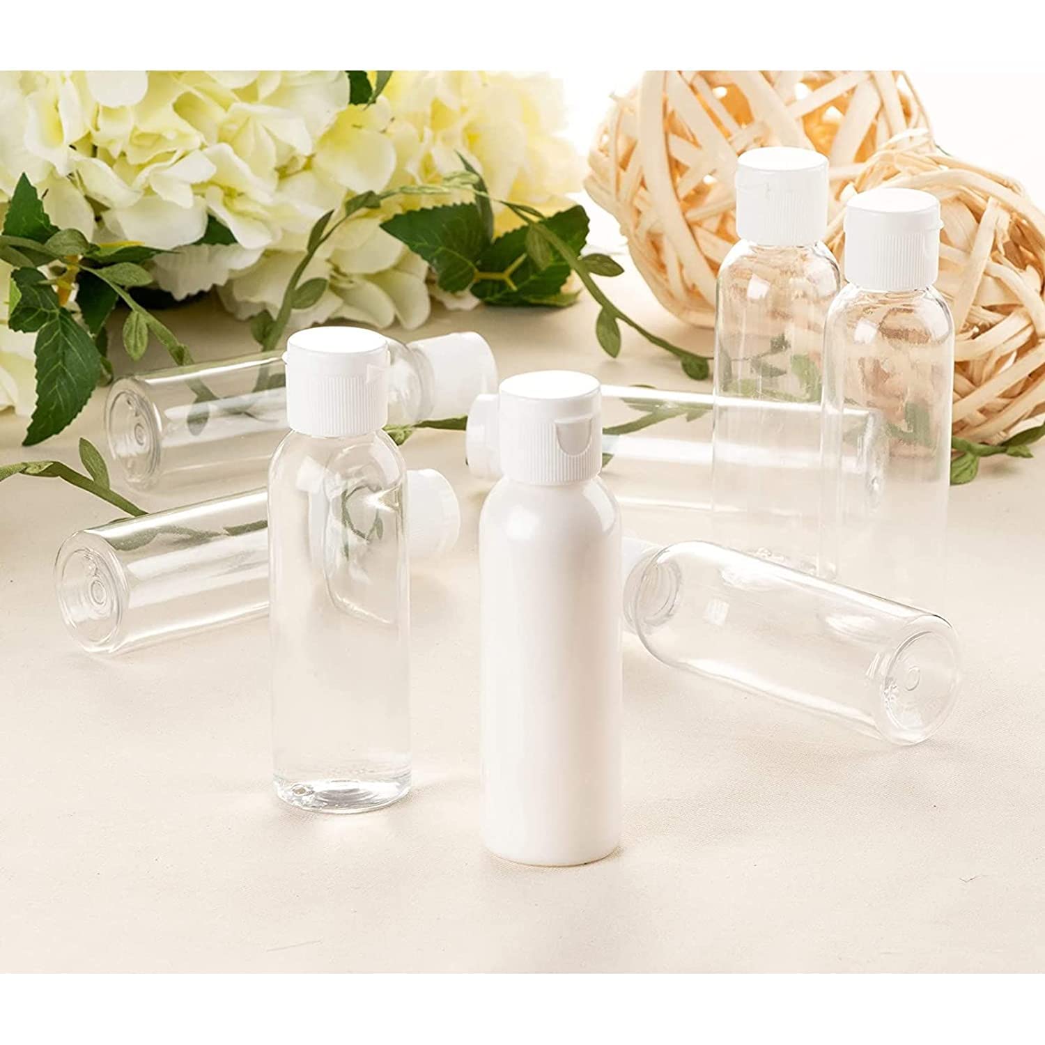 Refillable Round Plastic Bottles with Flip Top Caps - 100ml (40 Pcs) - White Empty Containers for Cream, Lotion, Oil - Perfect for DIY Skincare, Travel Toiletries & Home Organization