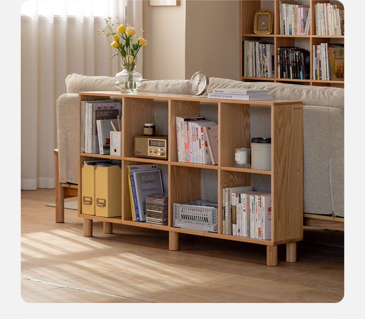 Solid Wood Bookshelf - Beech & Oak Bookcase with Free Combination - Perfect for Home Office, Living Room, and Library Storage