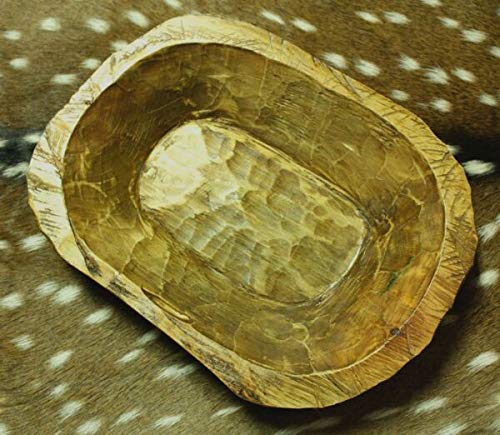 Handcrafted 13-inch Rustic Wooden Dough Bowl - Primitive Wood Trencher Tray for Bread Making, Serving & Home Decor | Perfect for Farmhouse Kitchen, Dining Table Centerpiece, and Rustic Wedding Decor