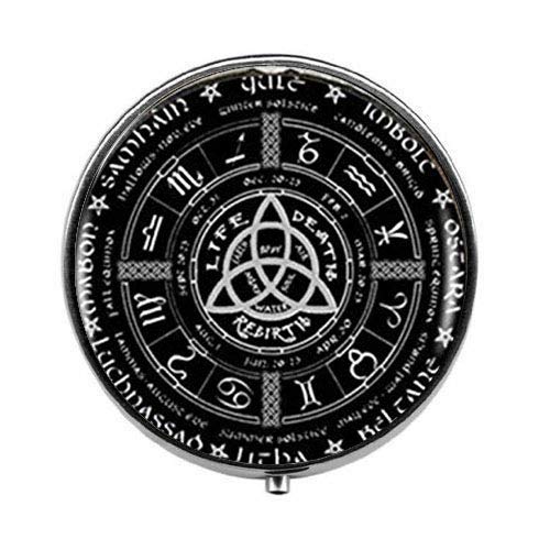 Pagan Wheel of The Year Pill Box - Glass Candy Box for Wiccan Altar, Ritual Supplies & Spiritual Decor - Perfect for Pagan Holidays, Witchcraft & Herbal Storage
