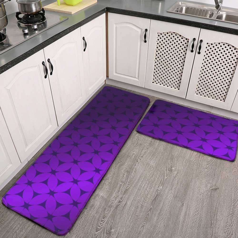 Violet Moroccan Trellis Kitchen Mat Set of 2 - Cushioned Anti-Fatigue Floor Rug for Kitchen, Home & Office - Non-Slip Sink Mat for Comfortable Standing - Perfect for Cooking, Dishwashing & Workspaces