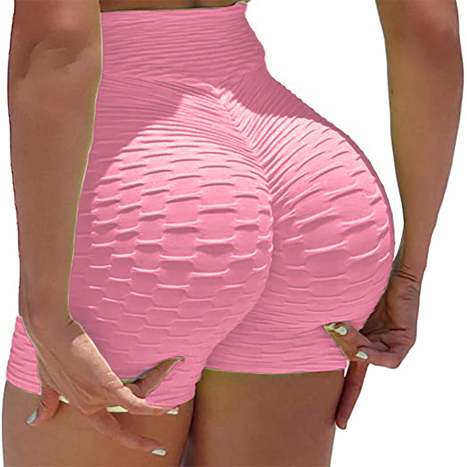 GOGOBO High Waisted Butt Lifting Leggings for Women - Tummy Control Yoga Shorts with Textured Ruched Design - Perfect for Running, Workout & Gym