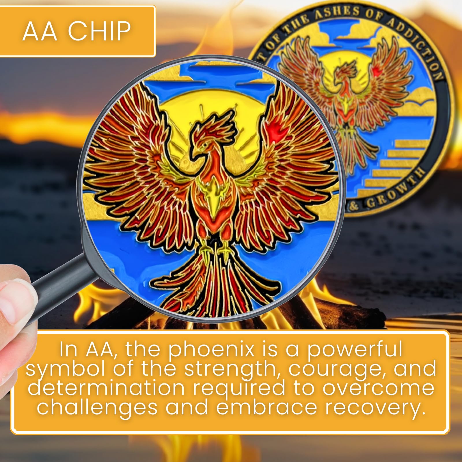 1.5 Inch AA Sobriety Medallion Token - Recovery Chip for Men & Women in AA, NA - Inspirational Gift for Sobriety Milestones - Perfect for 12-Step Meetings & Celebrations