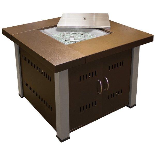 Hammered Bronze Square Fire Pit with Stainless Steel Legs - Outdoor Patio, Backyard, Camping Fire Pit for Garden, Deck & BBQ Gatherings