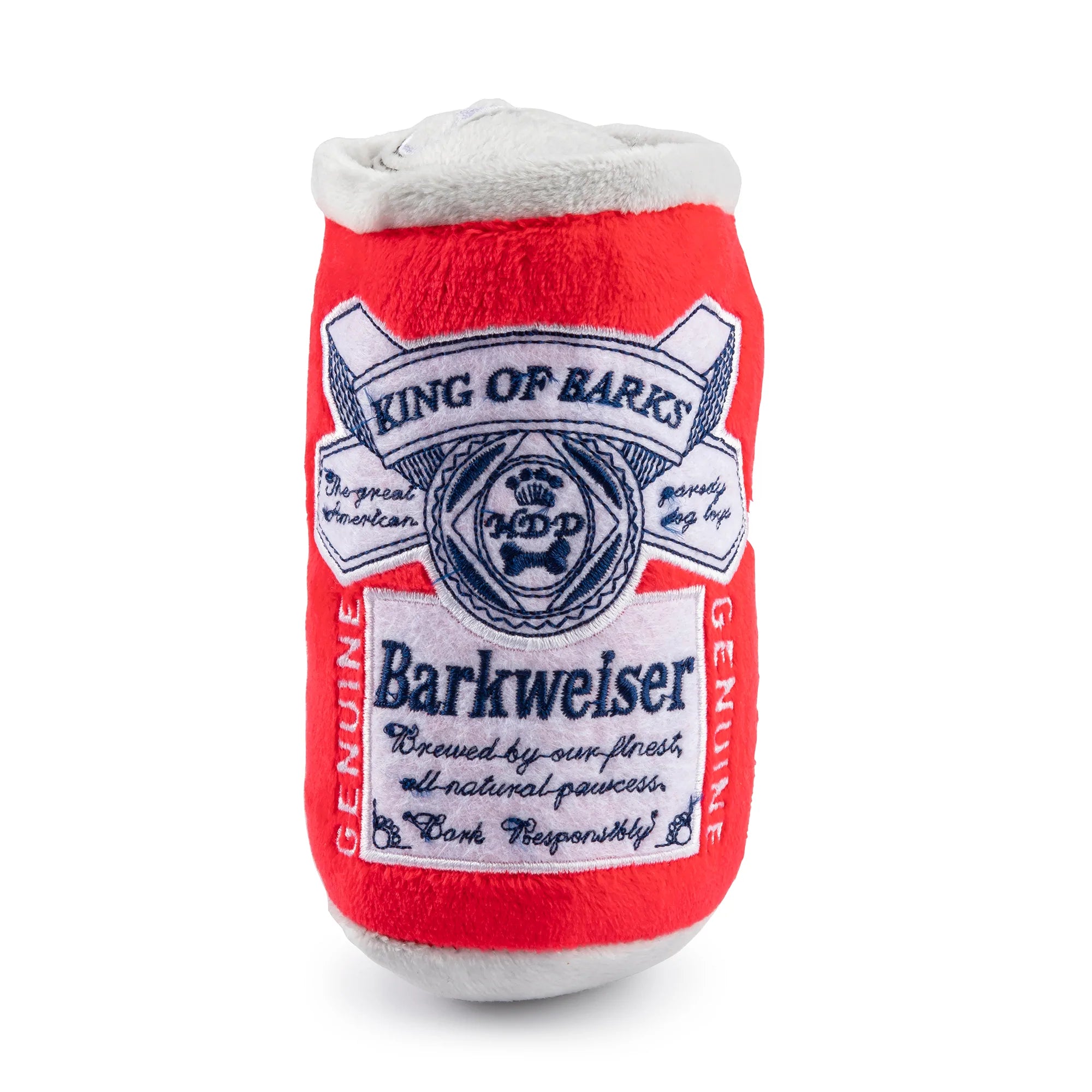 Haute Diggity Dog Barkweiser Beer Can Dog Toy - Chew Resistant Plush for Small & Medium Dogs - Perfect for Playtime, Training & Gifting