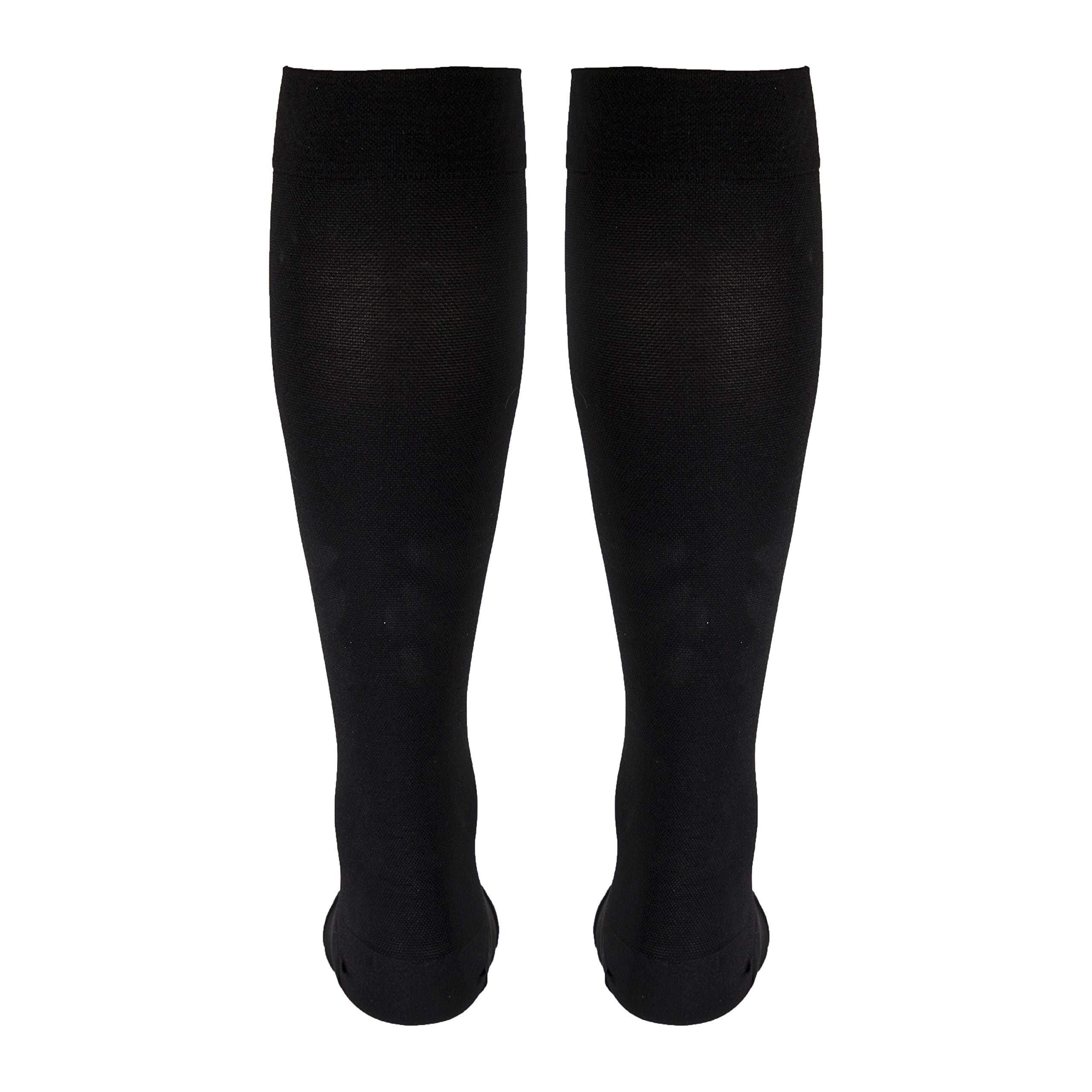 Truform 20-30 mmHg Medical Compression Socks - Aloe Infused Microfiber Knee High Open Toe Stockings for Women & Men (Black, Small) - Ideal for Circulation Support, Varicose Veins & Travel Comfort