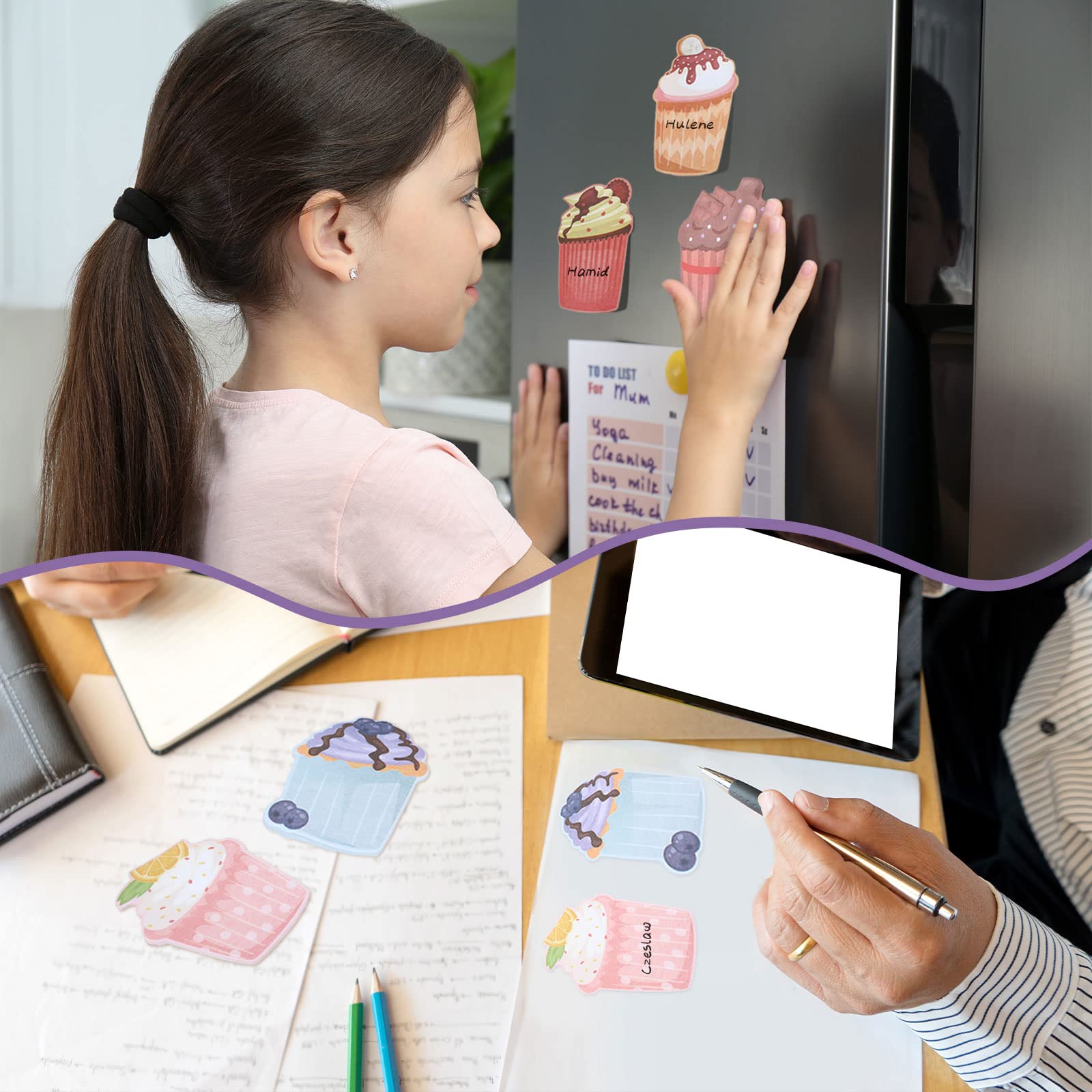 Geyee 8 Pcs Cupcake Shaped Sticky Notes - Cute Kawaii Food-Themed Memo Pads for Home, Office & School - Perfect for Notebooks, Bookmarks & Study Supplies - Fun Yummy Snack Design for Students & Work Organization