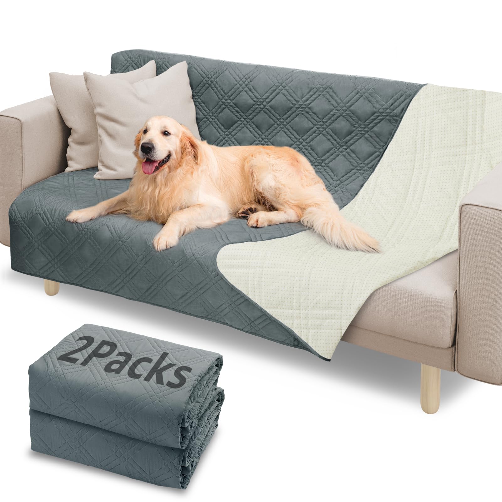 Waterproof Dog Blanket - Anti-Slip Pet Covers for Sofa & Car (2 Pack) - Perfect for Puppies & Cats
