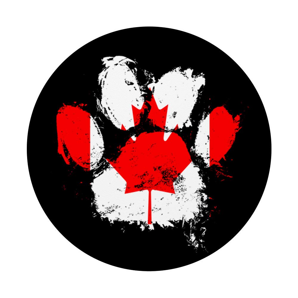 Canadian Flag Dog Paw Print PopSockets - Phone Grip & Stand for iPhone, Samsung, Tablets - Perfect for Patriotic Pet Lovers & Outdoor Adventures