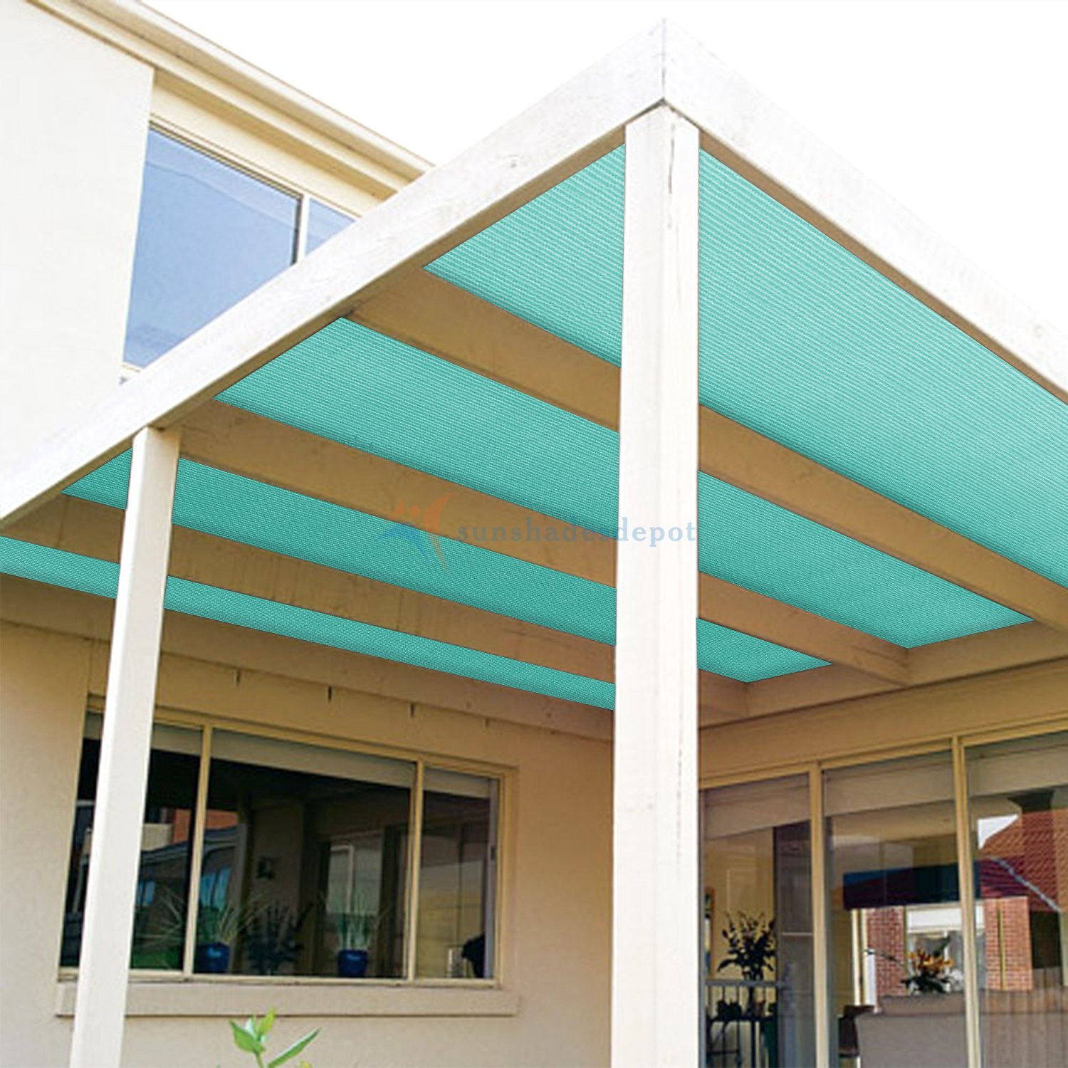 TANG Sunshades Depot 12x83 Ft Turquoise Sunscreen Shade Fabric Roll - 95% UV Block Privacy Screen & Windscreen Cloth - Durable Mesh Fabric for Outdoor Garden, Greenhouse, Barn, Patio, and Pool Area Protection