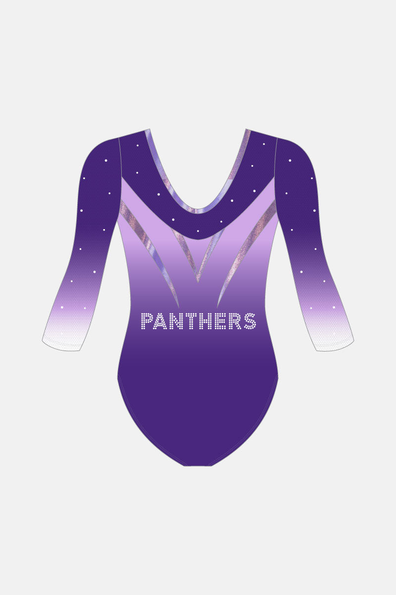 AGC Panthers 2025 3/4 Sleeve Gymnastics Leotard for Girls - Competition & Practice Wear - Cheerleading & Dance Performance Outfit