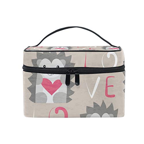 Cute Hedgehog Heart Makeup Bag - Travel Cosmetic Organizer, Toiletry Pouch & Train Case for Women | Perfect for Travel, Gym, and Daily Essentials Storage
