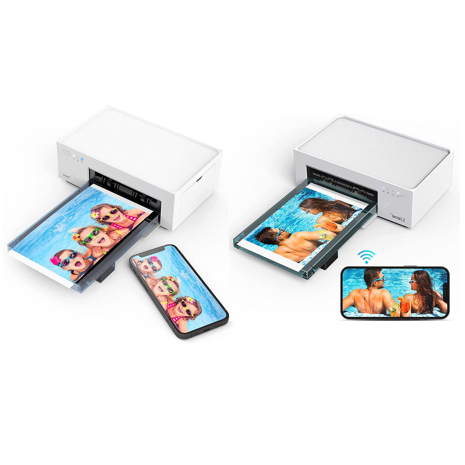Liene 4x6'' Wi-Fi Photo Printer Bundle - 2 Rechargeable Dye-Sublimation Printers with 40 Photo Papers & 2 Ink Cartridges | Compatible with iPhone, Android, Smartphone & Computer | Perfect for Home, Travel & Instant Photo Printing