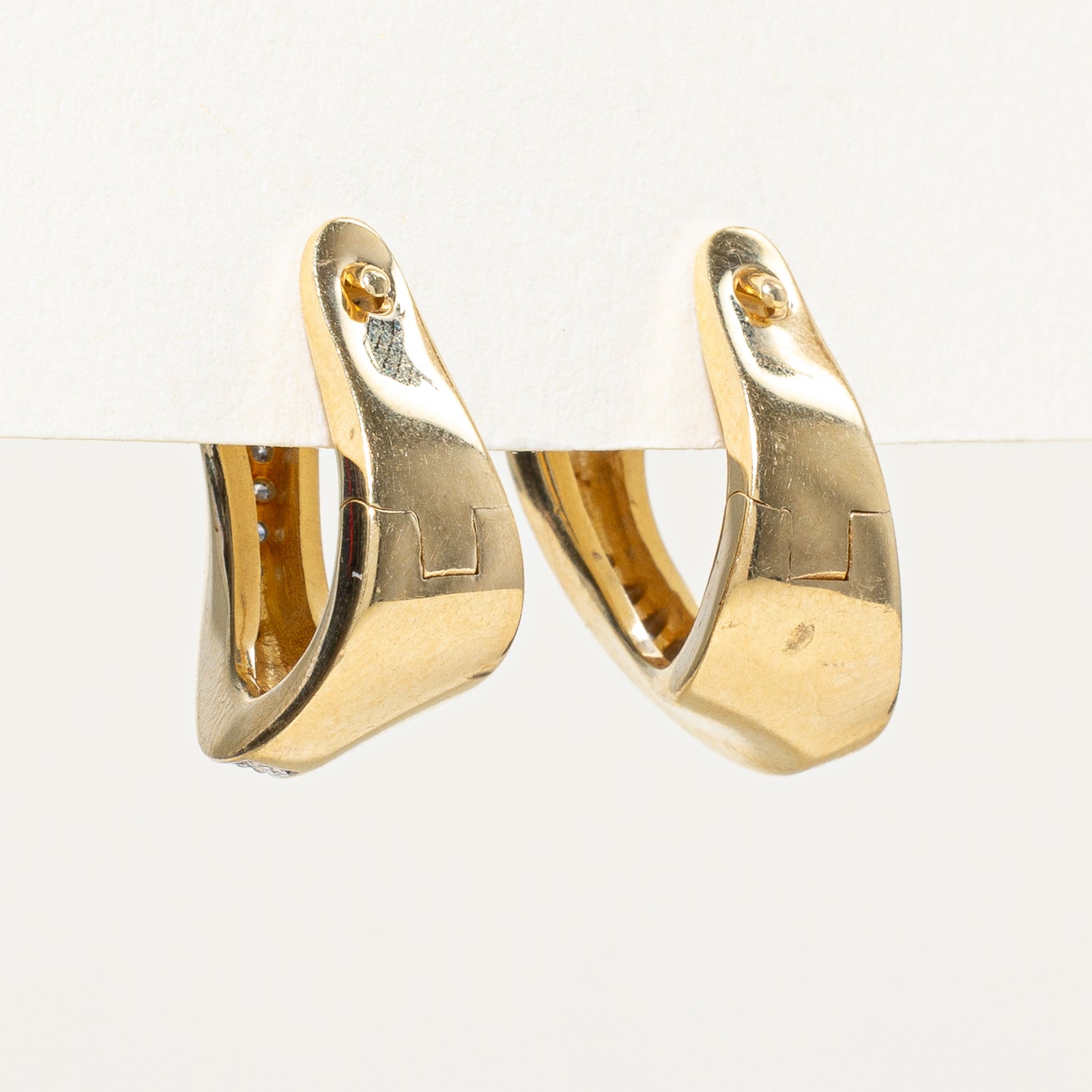 18K Gold Diamond Hoop Earrings - 0.18ctw Round Cut Dainty Stud Earrings for Women | Perfect for Weddings, Parties & Everyday Elegance