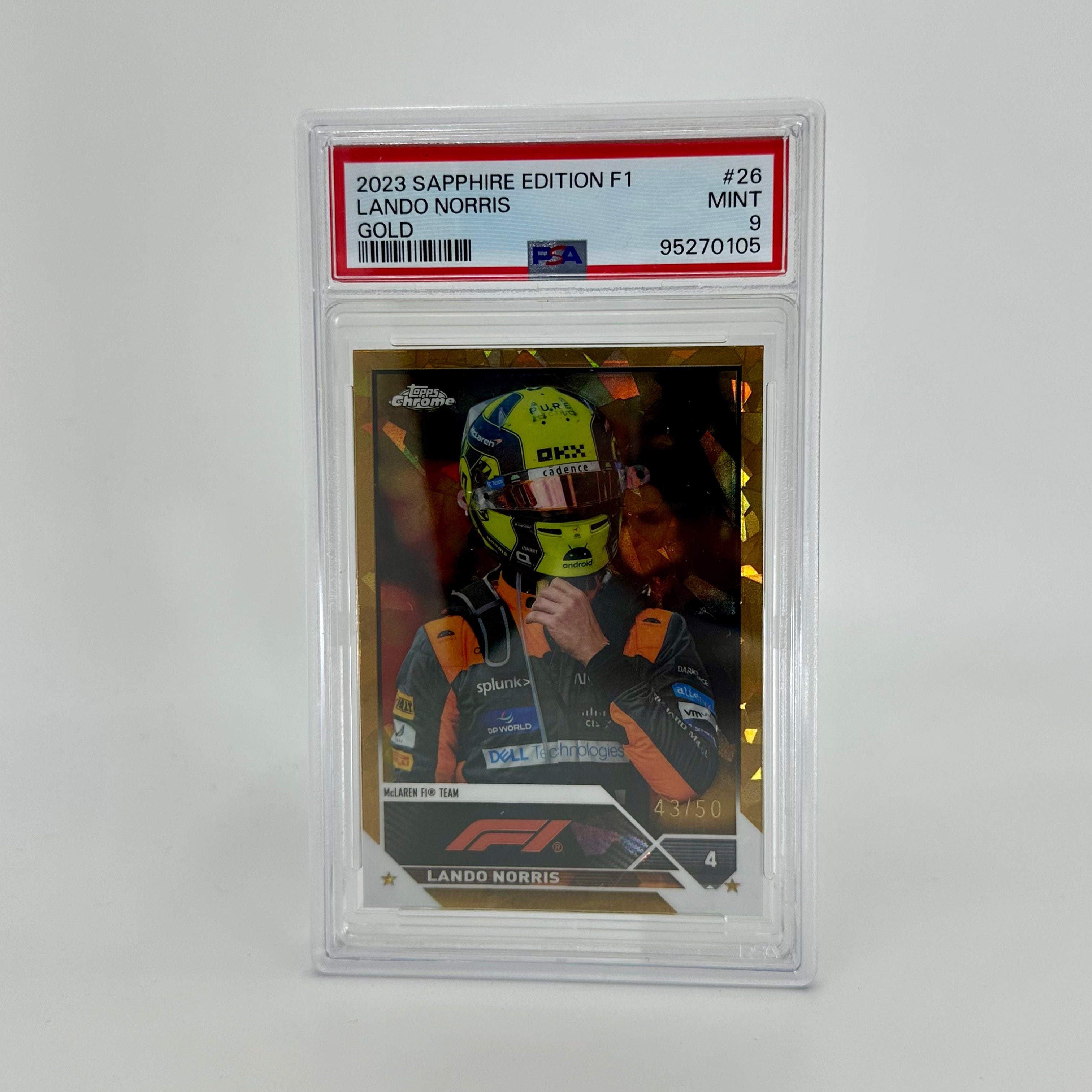 2023 Topps Chrome Sapphire Lando Norris #26 PSA 9 Gold Parallel 43/50 - Rare Racing Collectible for F1 Fans & Sports Card Investors