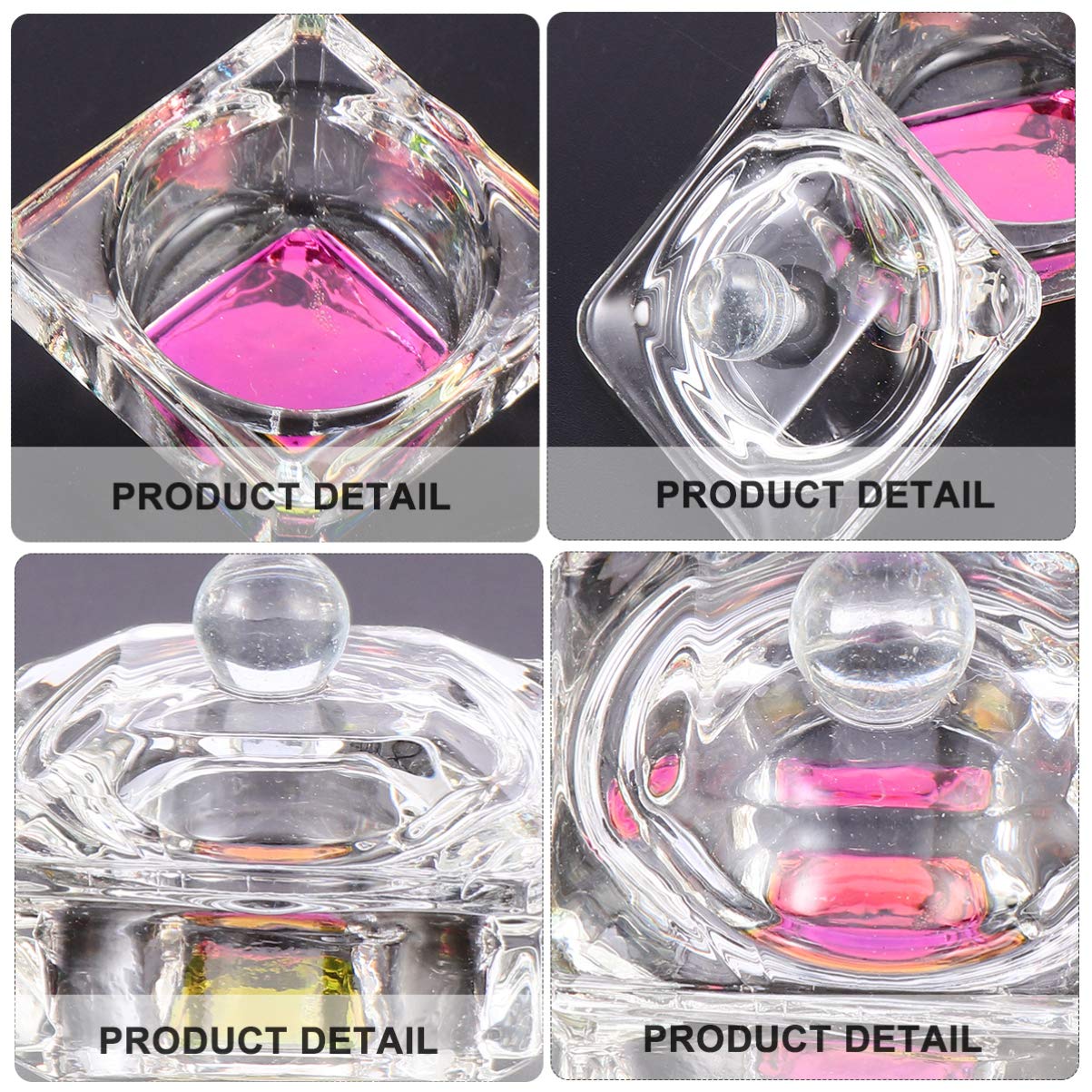 2PCS Crystal Glass Nail Art Cups - Nail Liquid Container & Nail Art Dish for Acrylic Powder, Glitter & Nail Art Supplies | Perfect for Salon, DIY Manicure & Professional Nail Artists