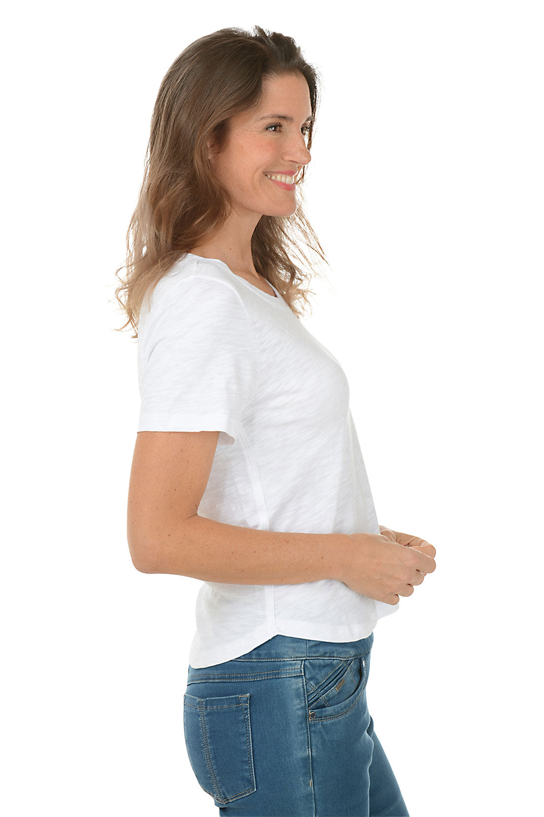 Stylish High Low Curved Hem T-Shirt for Women - Trendy Asymmetrical Casual Top - Perfect for Everyday Wear, Date Nights & Layering Outfits