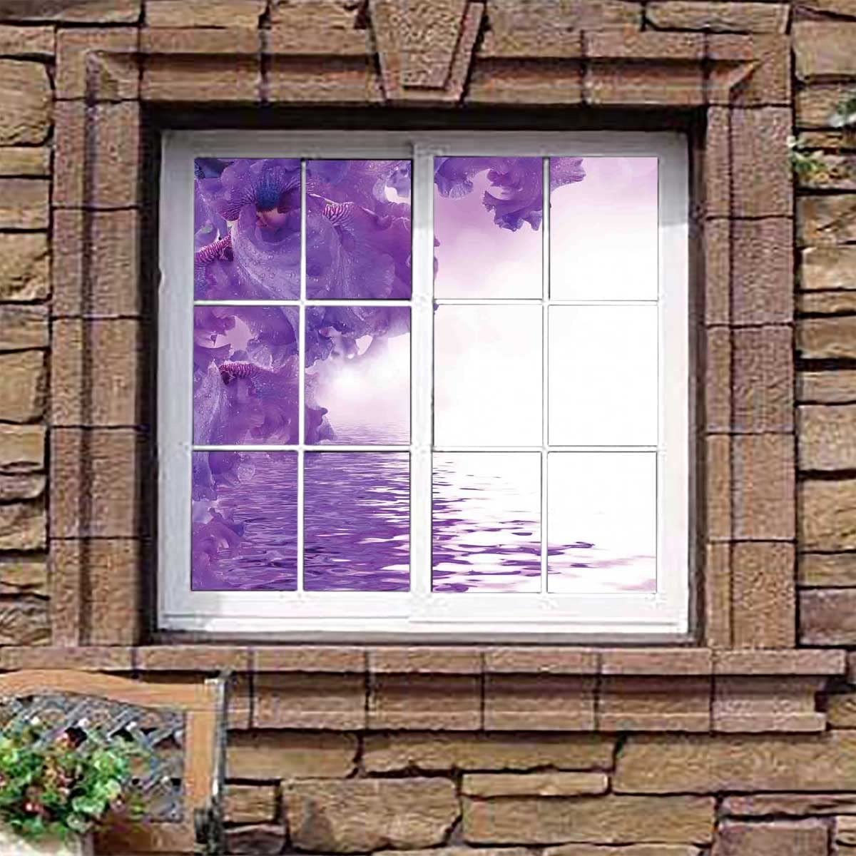 3D Iris Petals One Way Window Film - Static Cling Self-Adhesive Privacy Glass Sticker for Home & Office Decoration | Perfect for Bedrooms, Bathrooms, and Glass Doors