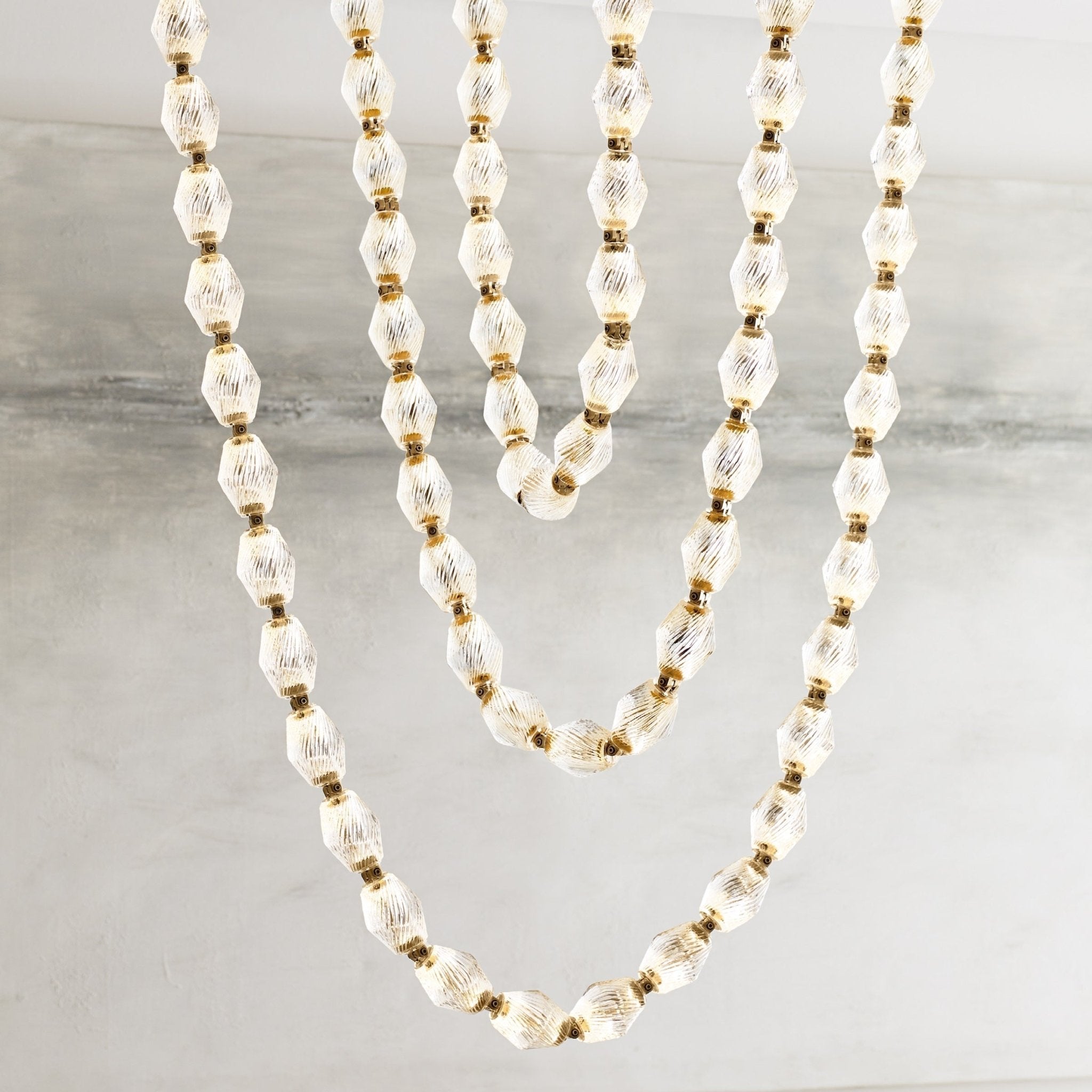 Elegant Glass Chain Chandelier - Modern Crystal Pendant Lighting Fixture for Dining Room, Bedroom, or Living Room Decor