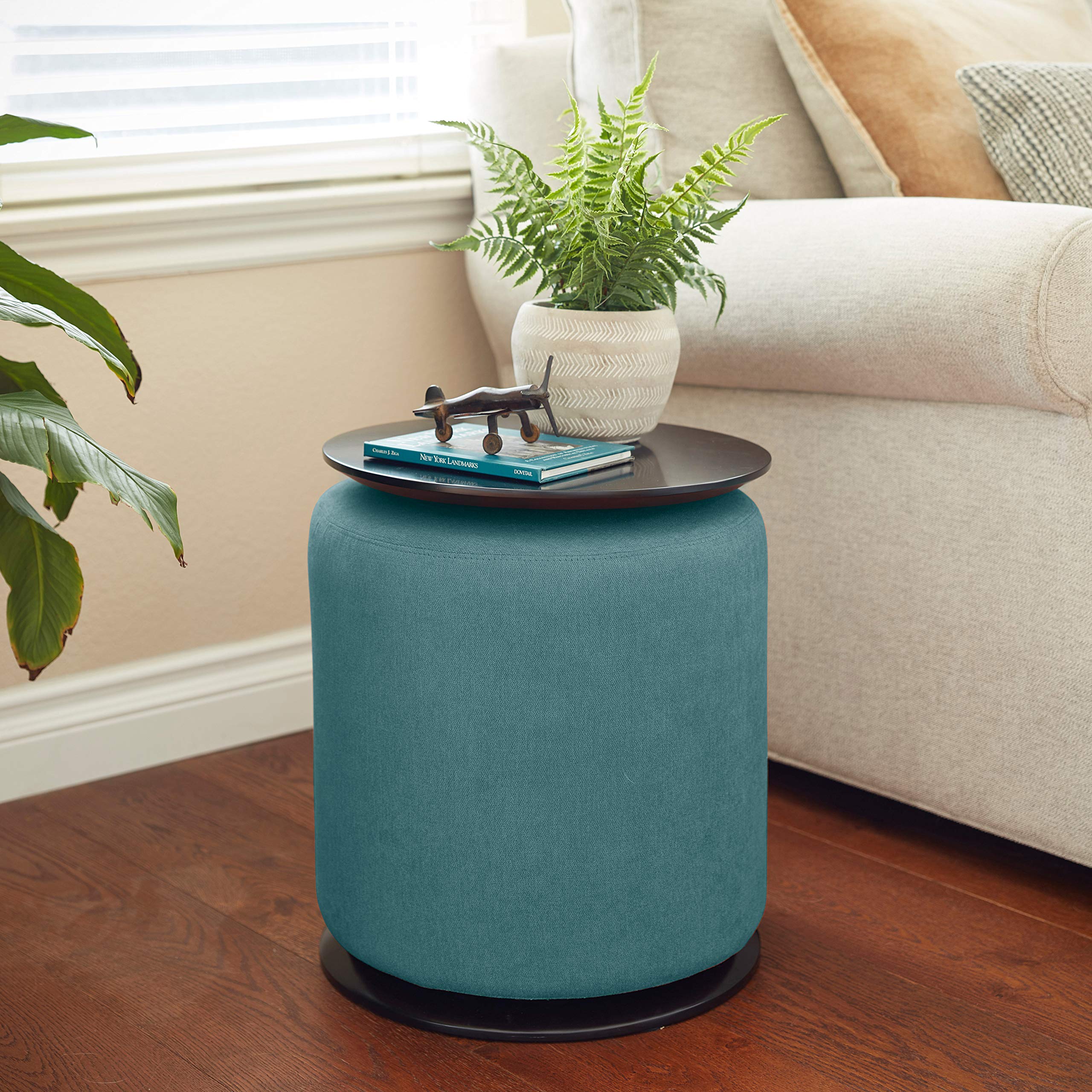 Modern Peacock Blue Accent Table & 18