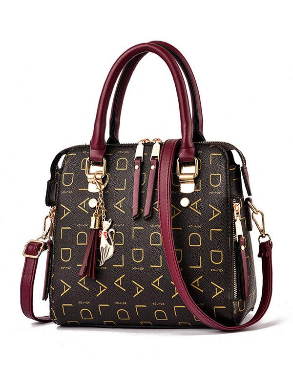 Lovevop Casual Letter Print Zipper Shoulder Bag for Women - Stylish Crossbody Purse for Everyday Use, Work, School & Travel
