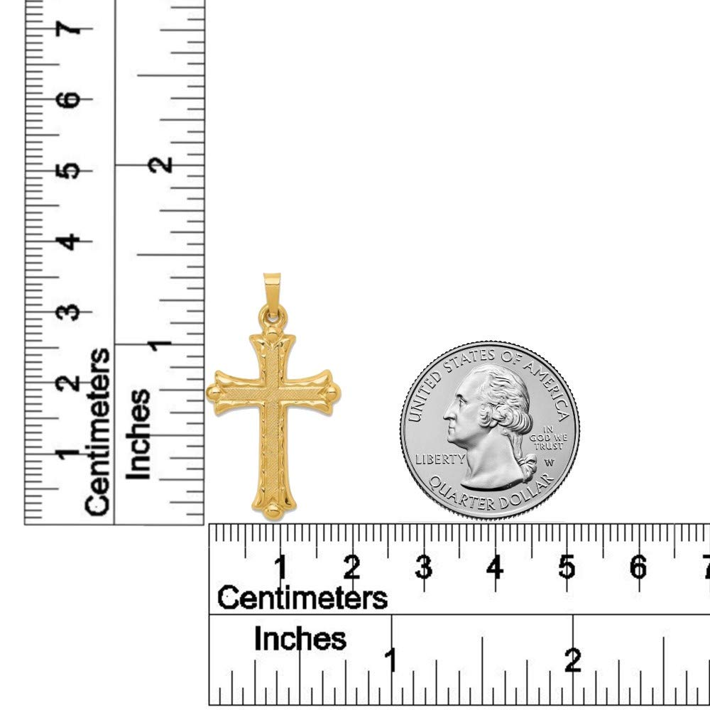 14K Yellow Gold, White Gold & Rose Gold Florentine Cross Pendant Necklace - Religious Jewelry Gift for Women & Men - Perfect for Baptism, Confirmation & Daily Wear