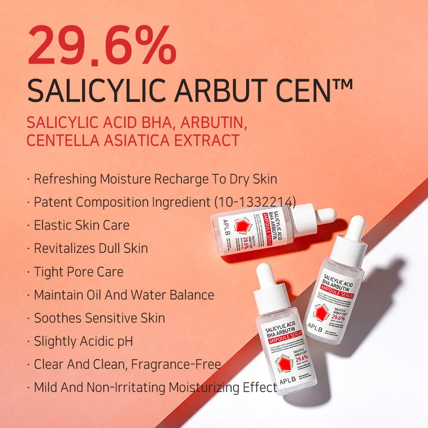 APLB Salicylic Acid BHA & Arbutin Ampoule Serum 40ml - Brightening & Exfoliating Facial Treatment for Acne, Dark Spots & Pores | Korean Skincare for Oily & Combination Skin
