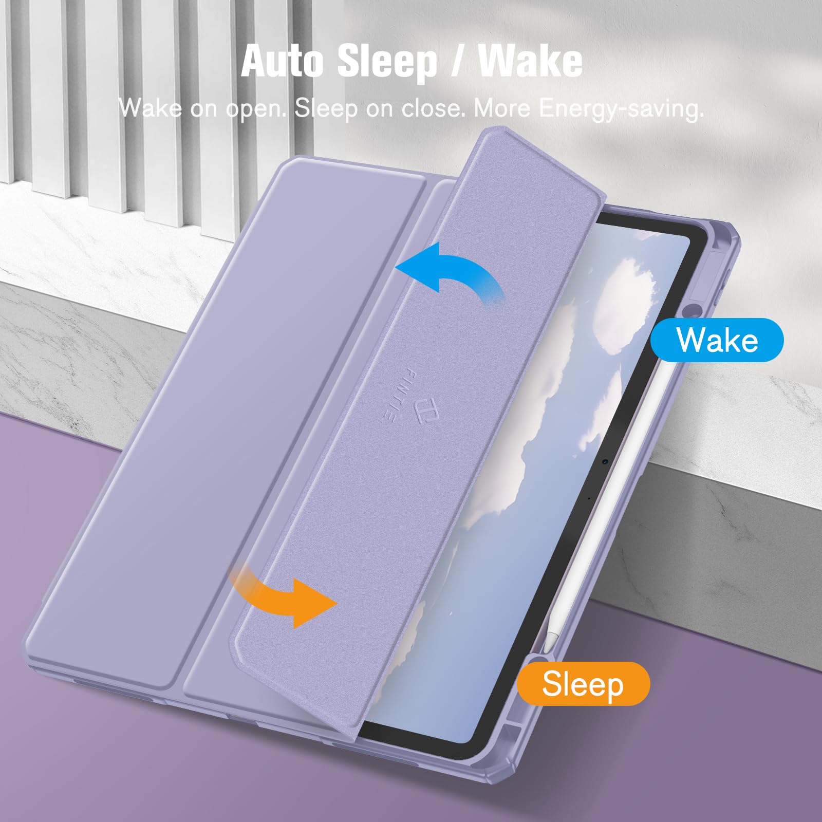 Fintie Hybrid Slim Case for iPad Air 13-inch (M3) 2025 & (M2) 2024 - Shockproof Protective Cover with Clear Transparent Back & Built-in Apple Pencil Holder - Lilac Purple - Perfect for Work, School & Travel