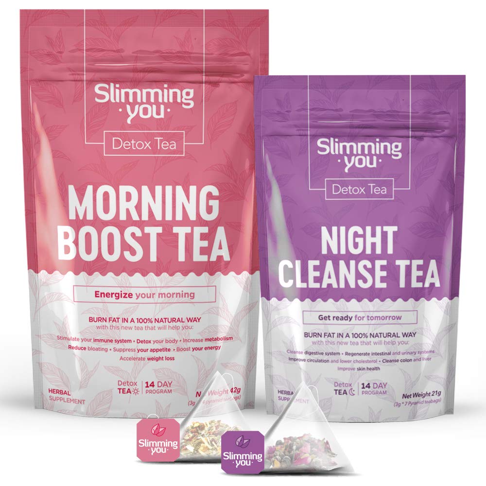 14-Day Detox Herbal Tea for Body Cleansing & Metabolism Boost - Morning Energy & Night Cleanse Tea (14+7 Bags) | Weight Loss Support, Colon Cleanse, Natural Detoxification for Healthy Lifestyle