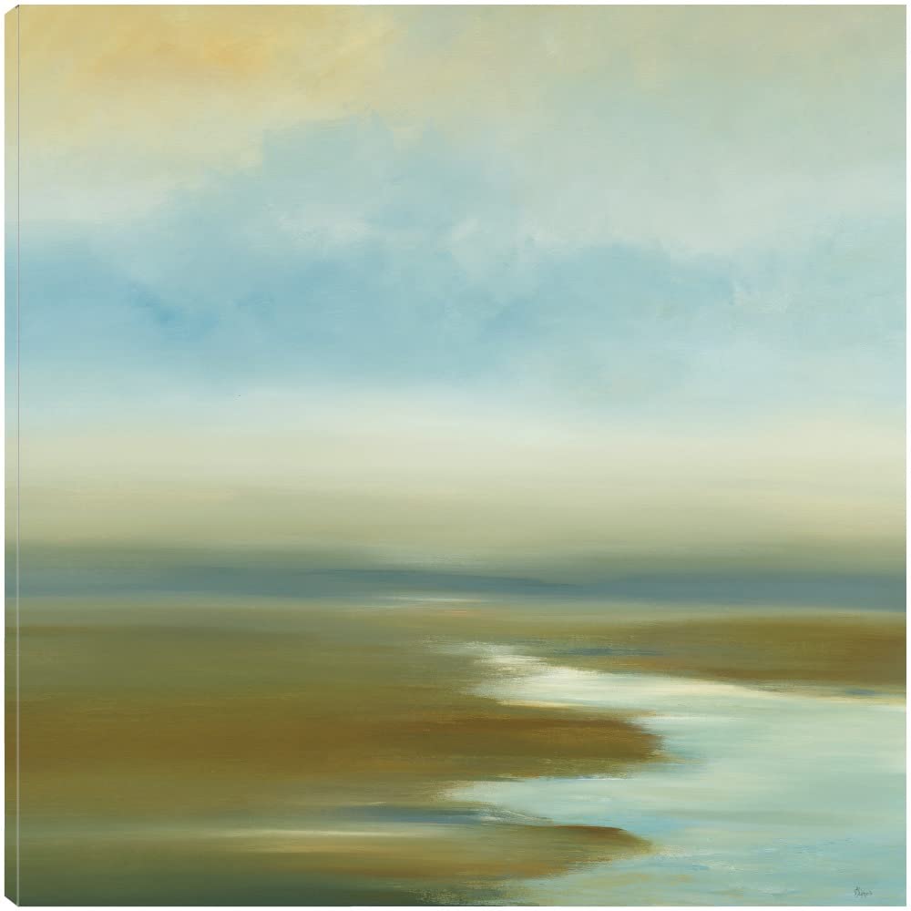 Hand-Painted Water Canvas Wall Art by Lisa Ridgers - 22x22 Inch Ready-to-Hang Fine Art Decor for Living Room, Bedroom, Office & More - Perfect for Home, Office & Commercial Spaces