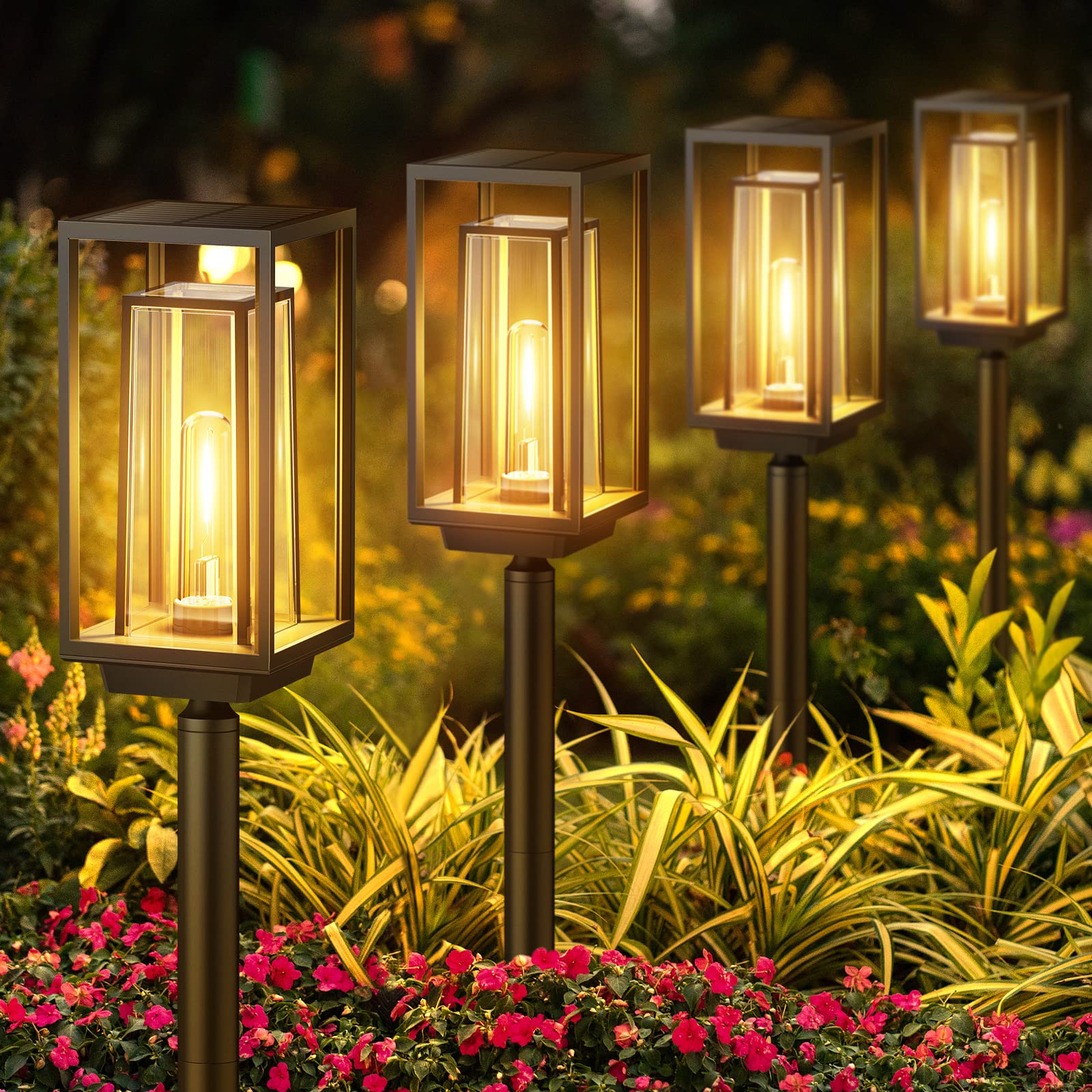 KELME Solar Pathway Lights 4 Pack - Super Bright Outdoor Solar Lights for Garden, Yard, Walkway & Driveway | IP65 Waterproof | Up to 16Hrs Runtime | Perfect for Landscape Lighting & Nighttime Safety