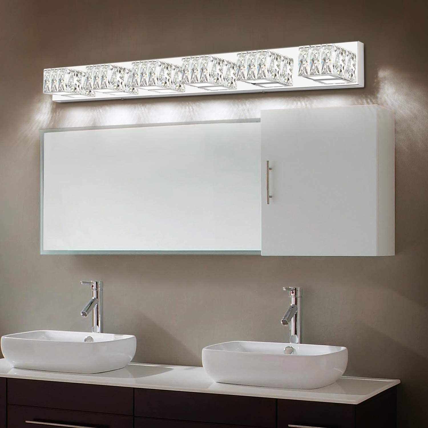 ZUZITO 6-Light & 4-Light Modern Crystal Bathroom Vanity Lighting Set - Stainless Steel Chrome Finish - Perfect for Bathroom Mirror Illumination & Home Decor