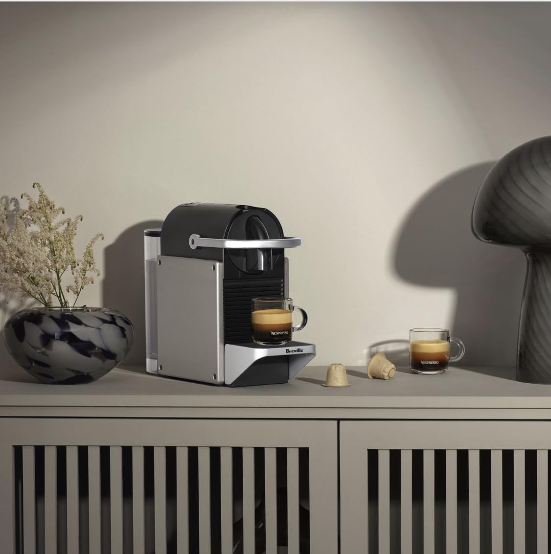 Nespresso Pixie Original Espresso Machine by Breville - Compact Titanium Coffee Maker for Home & Office - Perfect for Espresso, Latte & Cappuccino Lovers