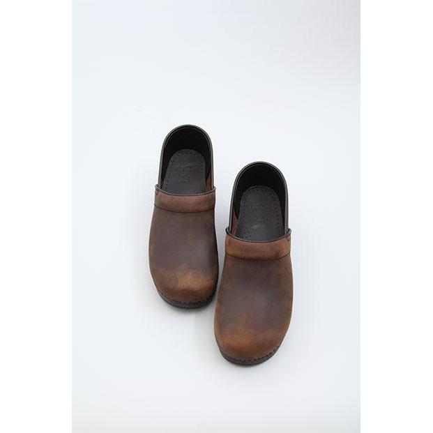 DANSKO Professional Women's Clogs - Antique Brown Leather Slip-Resistant Shoes for Nurses, Chefs & Healthcare Workers