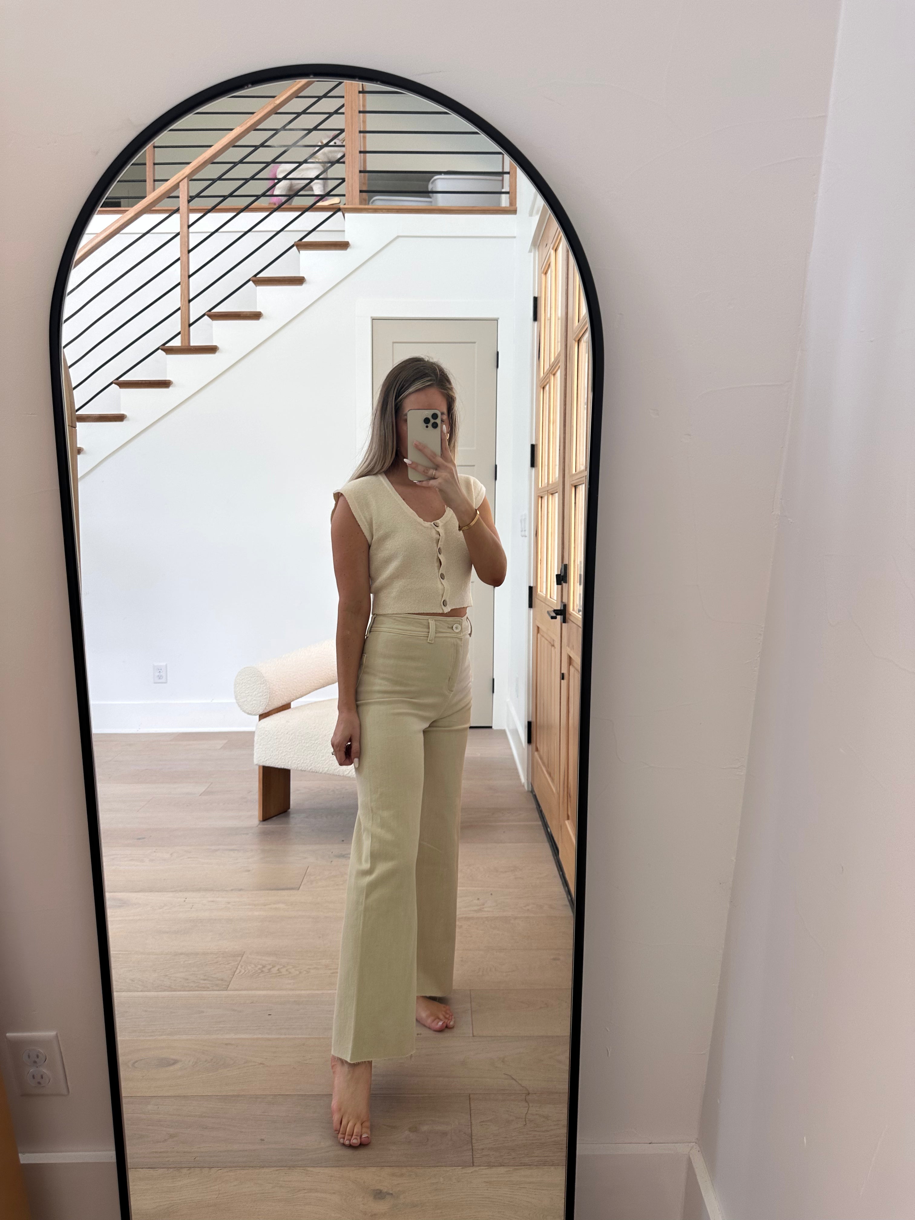 Corin Straight Wide Leg Denim Pants for Women - High Waisted Beige Jeans with Stretch Comfort | Perfect for Casual Outfits, Office Wear & Weekend Looks