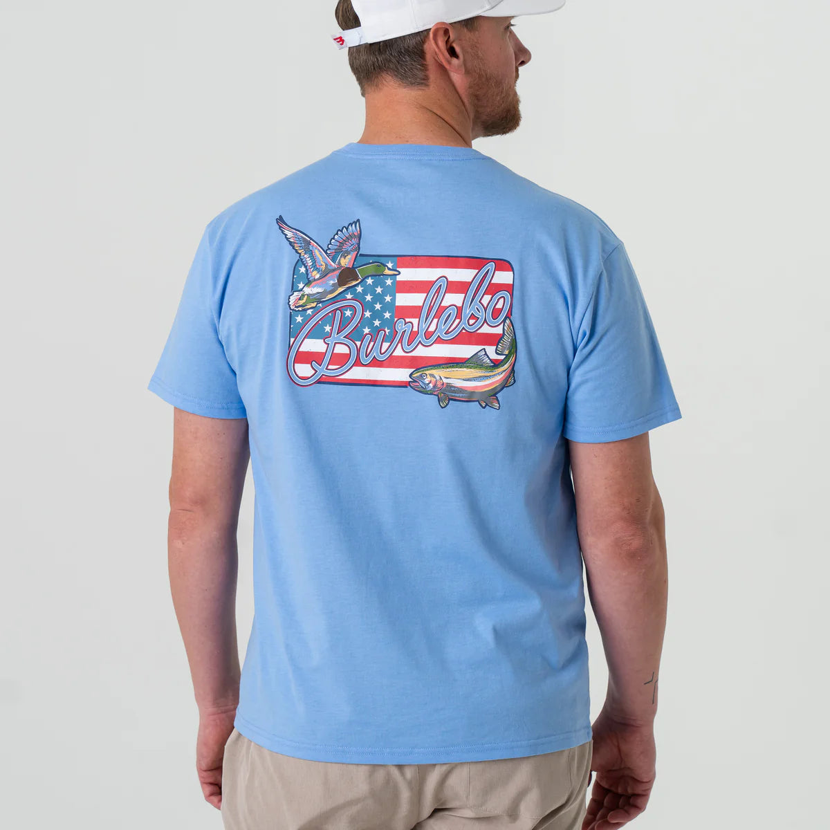 Burlebo Patch Flag T-Shirt - Vintage American Flag Graphic Tee for Men & Women - Casual Streetwear for Everyday Wear, Parties, and Patriotic Events