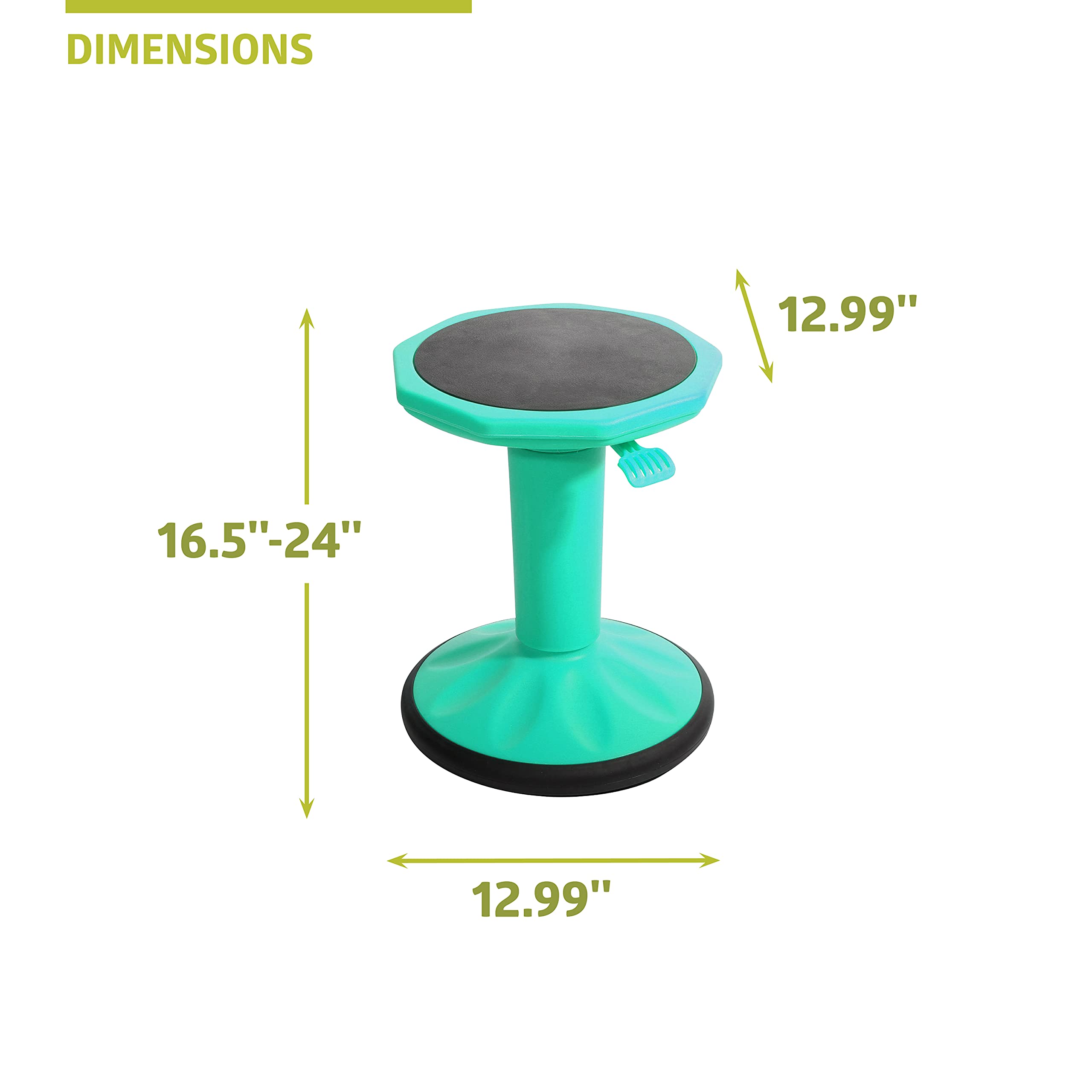 Pearington SitFree Height Adjustable Wobble Stool - Ergonomic Active Seating Chair for Kids & Adults - Perfect for School, Office & Home Use - Teal Blue Flexible Stool for Better Posture & Focus