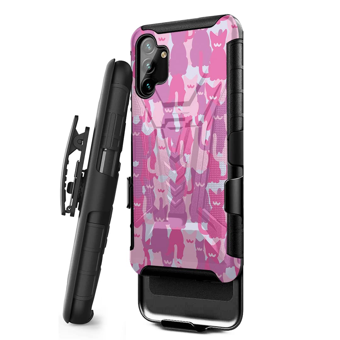 Shockproof Rugged Case for Samsung Galaxy A13 5G - Heavy Duty with Kickstand & Belt Clip (Cat Camo) - Perfect for Outdoor & Work