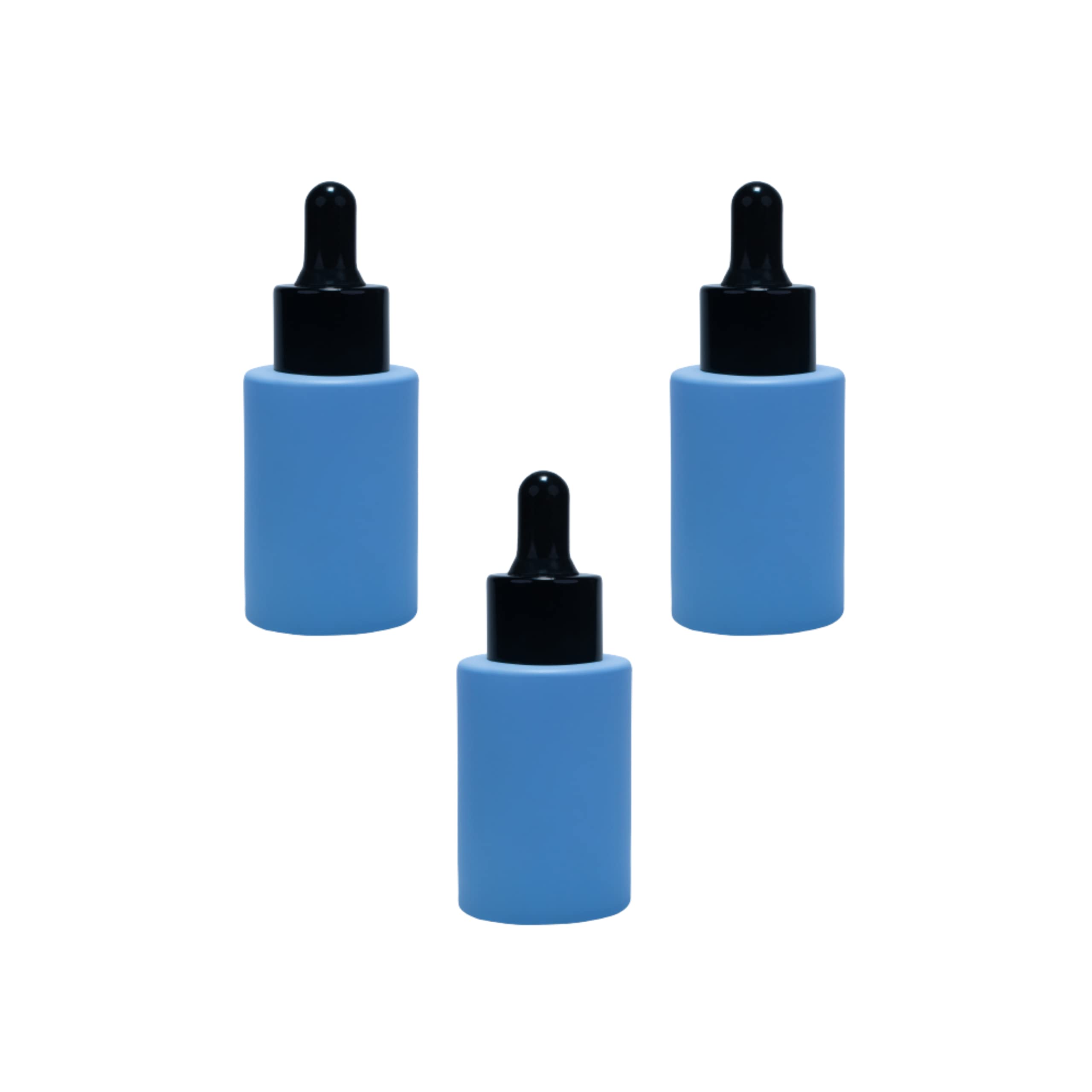 Rentra S.P.A 30ml Matte Sky Blue Glass Bottle Set with Dropper & Black Cap - 3 Pack for Essential Oils, Carrier Oils, DIY Blends, Cosmetics & Serums | Perfect for Aromatherapy, Skincare & Beauty Storage
