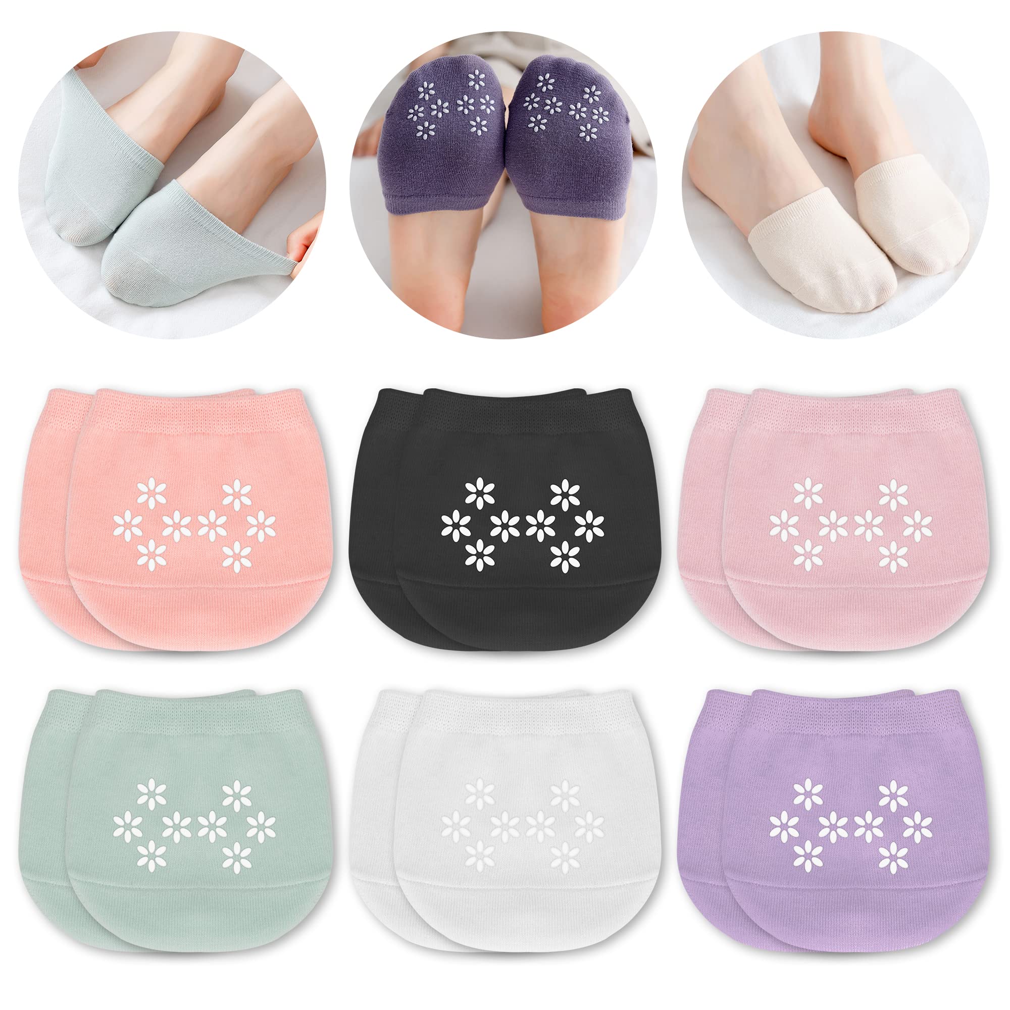 6 Pairs Invisible Toe Socks for Women - Non-Slip Half Socks for Shoes & Sandals