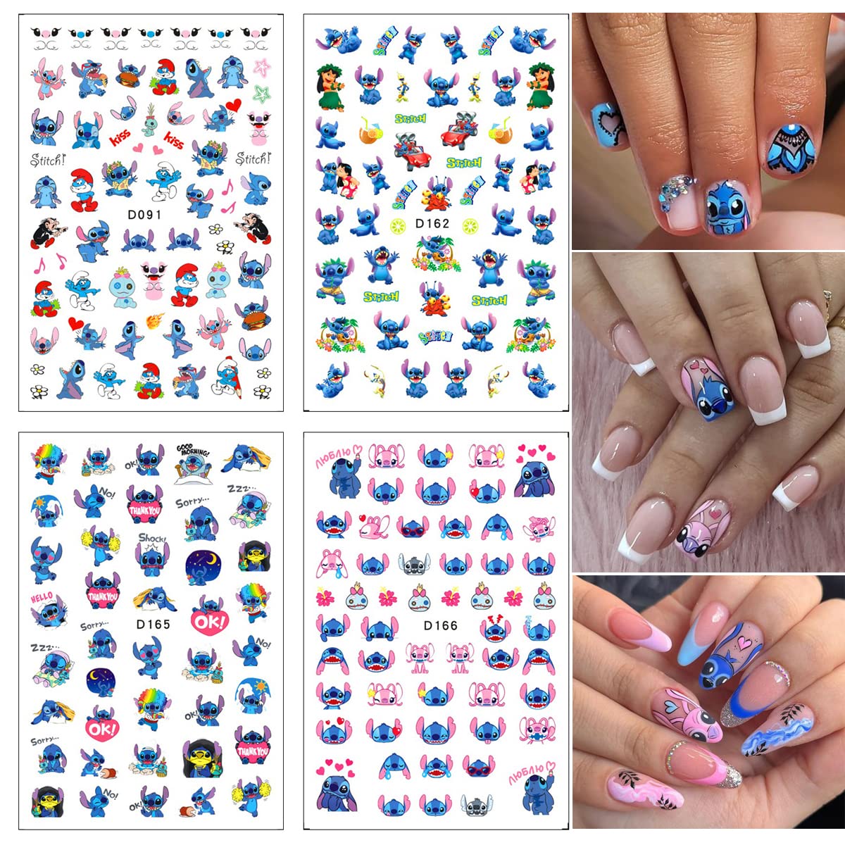 Cute Cartoon 3D Self-Adhesive Nail Art Stickers - 12 Sheets DIY Nail Decals for Girls & Women | Perfect for Parties, Weddings, and Everyday Nail Decorations