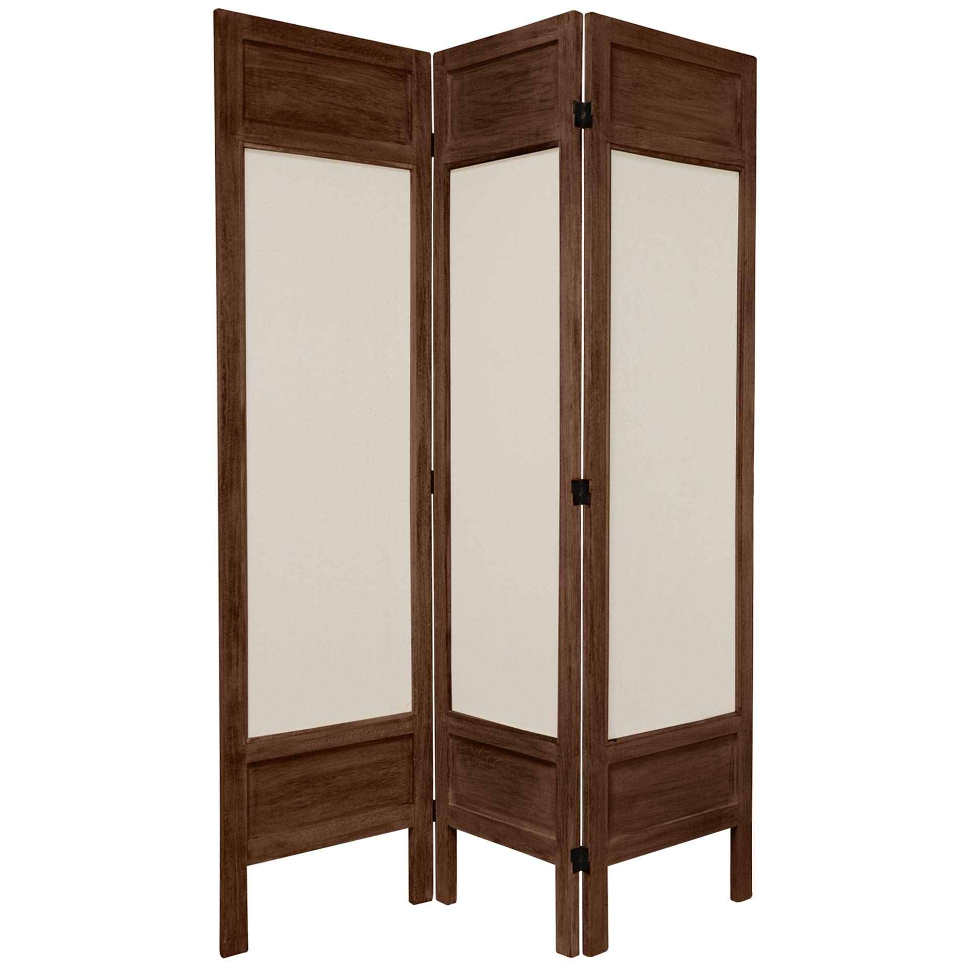 5.5 ft Tall Red Lantern Solid Frame Fabric Burnt Brown 3-Panel Room Divider - Perfect for Home Decor, Office Partition, and Asian-Themed Events