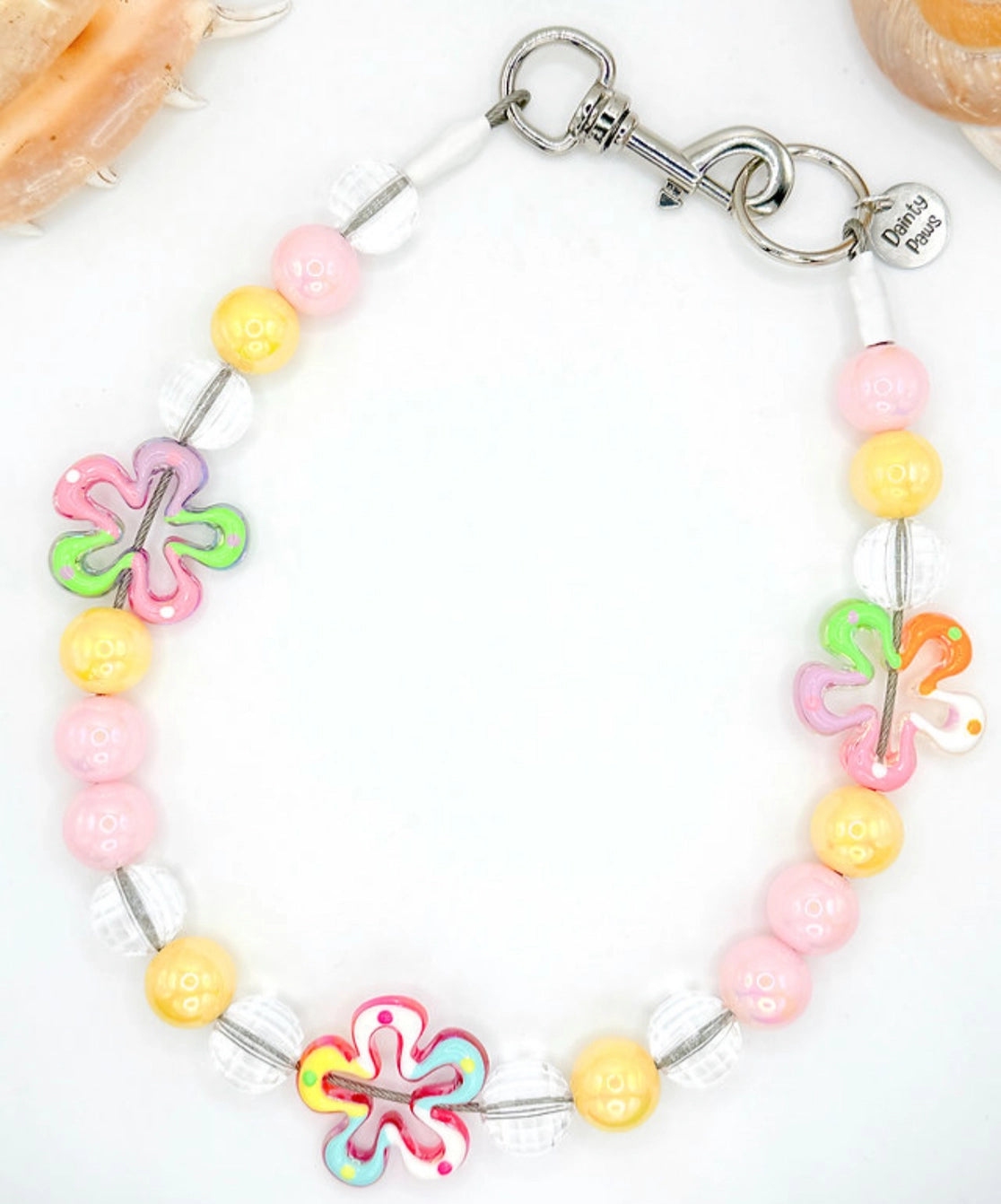 Pink Beaded Pet Collar for Dogs - Fashionable & Adjustable Dog Collar with Sparkling Beads - Perfect for Small & Medium Dogs, Beach Parties & Special Occasions